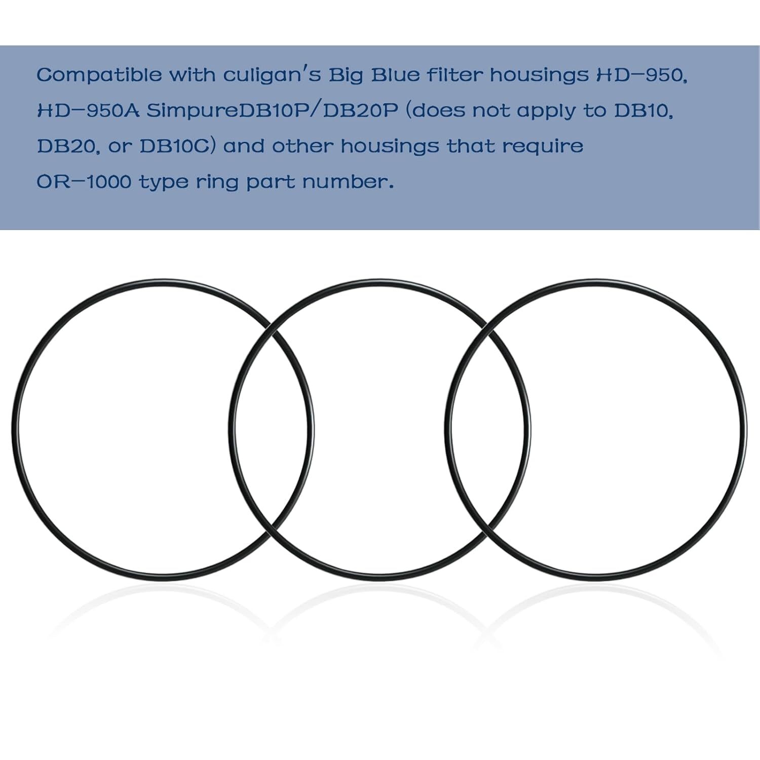 3 PCS OR-100 O-Ring for Culligan HD-950/HD-950A, Simpure DB10P/DB20P Filter