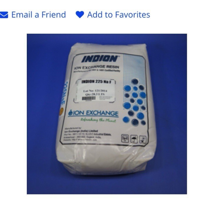 Water Softener Resin 10% Crosslink Indion 0.5 CU Resin 10% Crosslink Ships Free