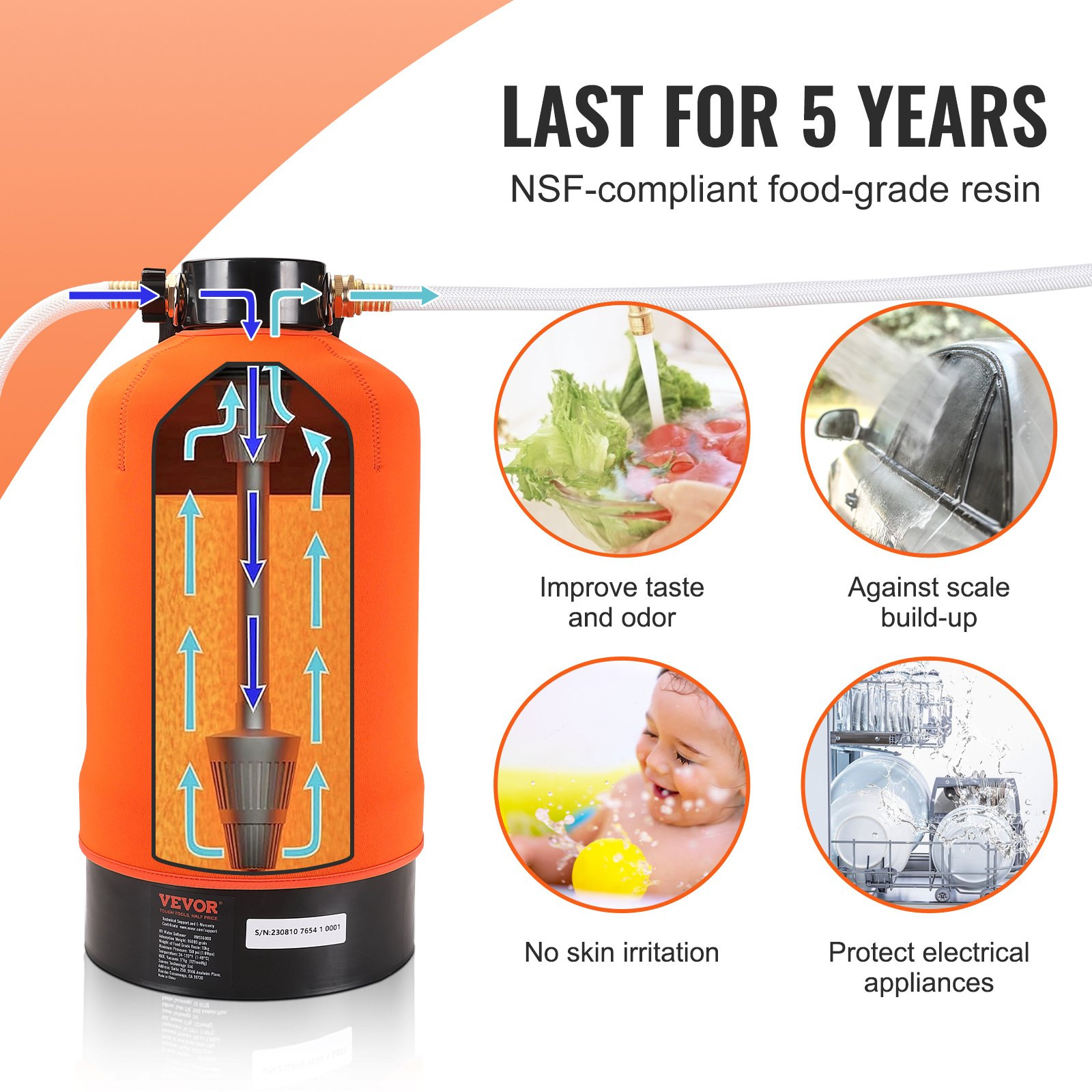 RV Water Softener, 16, 000 Grain Portable Water Softener, Pressure Washing