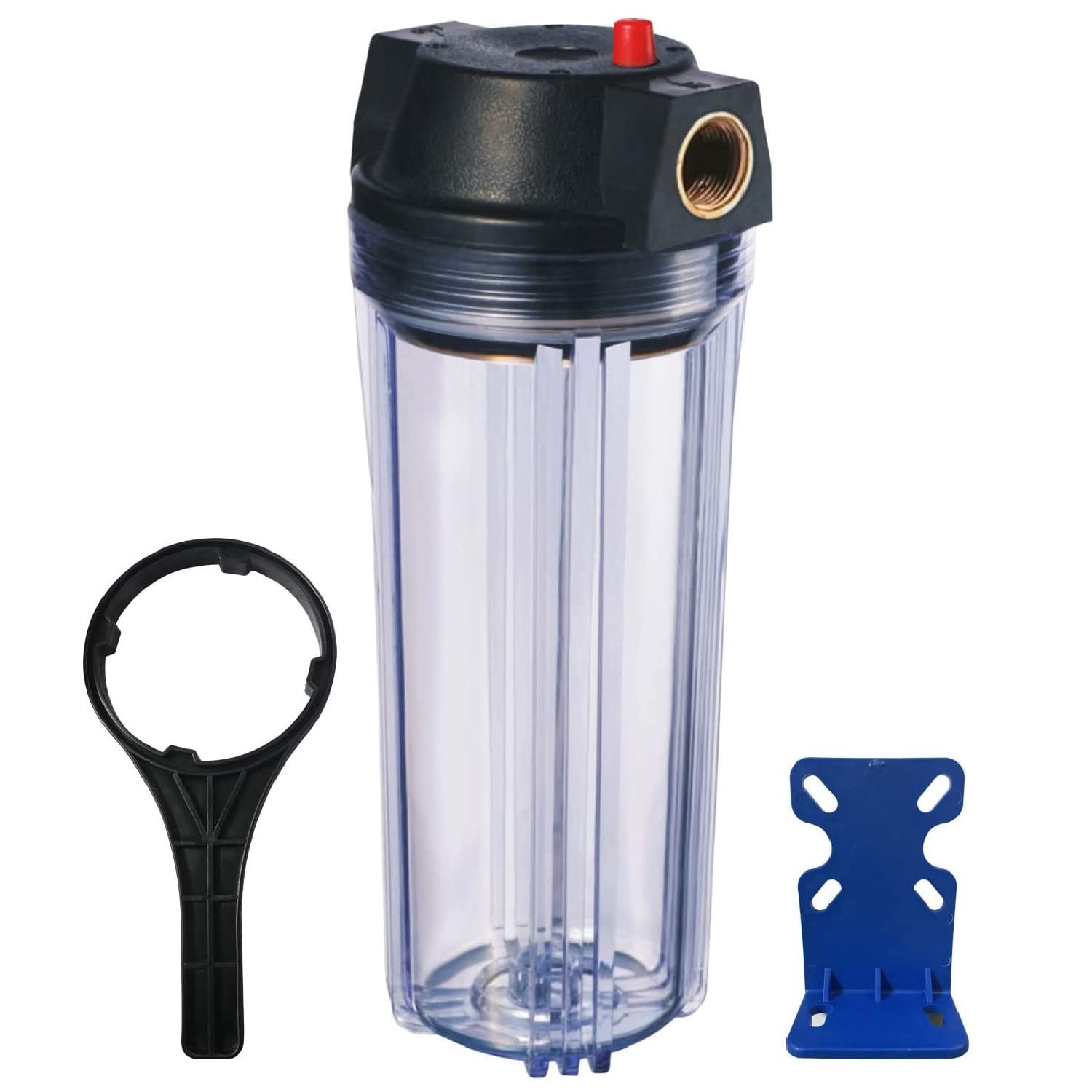 10-Inch Whole House Water Filter Housing with Pressure Relief Valve, 3/4″ NPT