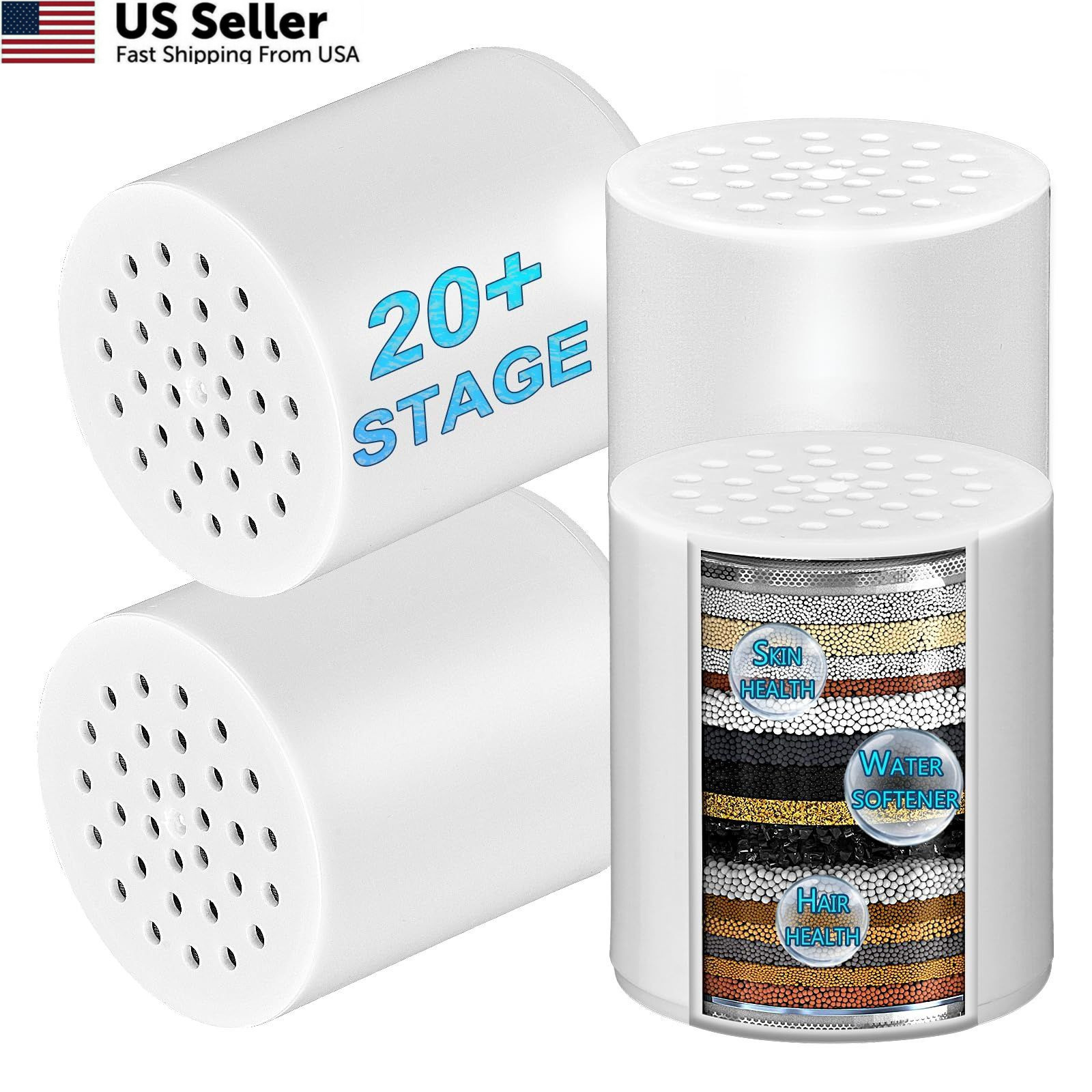 4-Pack 20 Stage Shower Filter Replacement Cartridge – standard, White