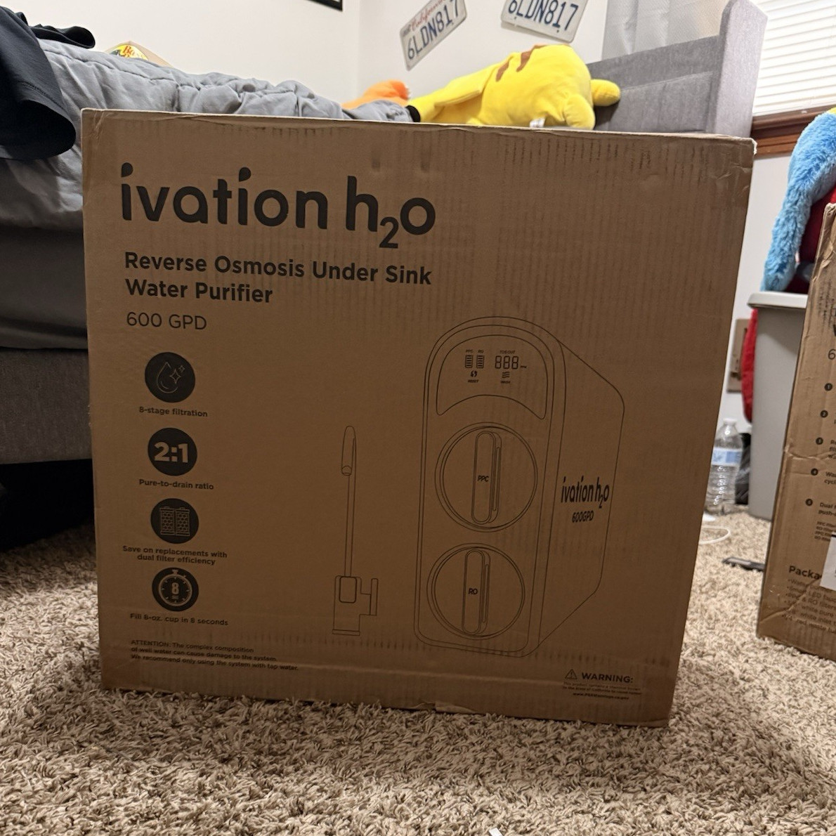 Ivation H2O 8-Stage Reverse Osmosis Under Sink Filter 600 GPD Black