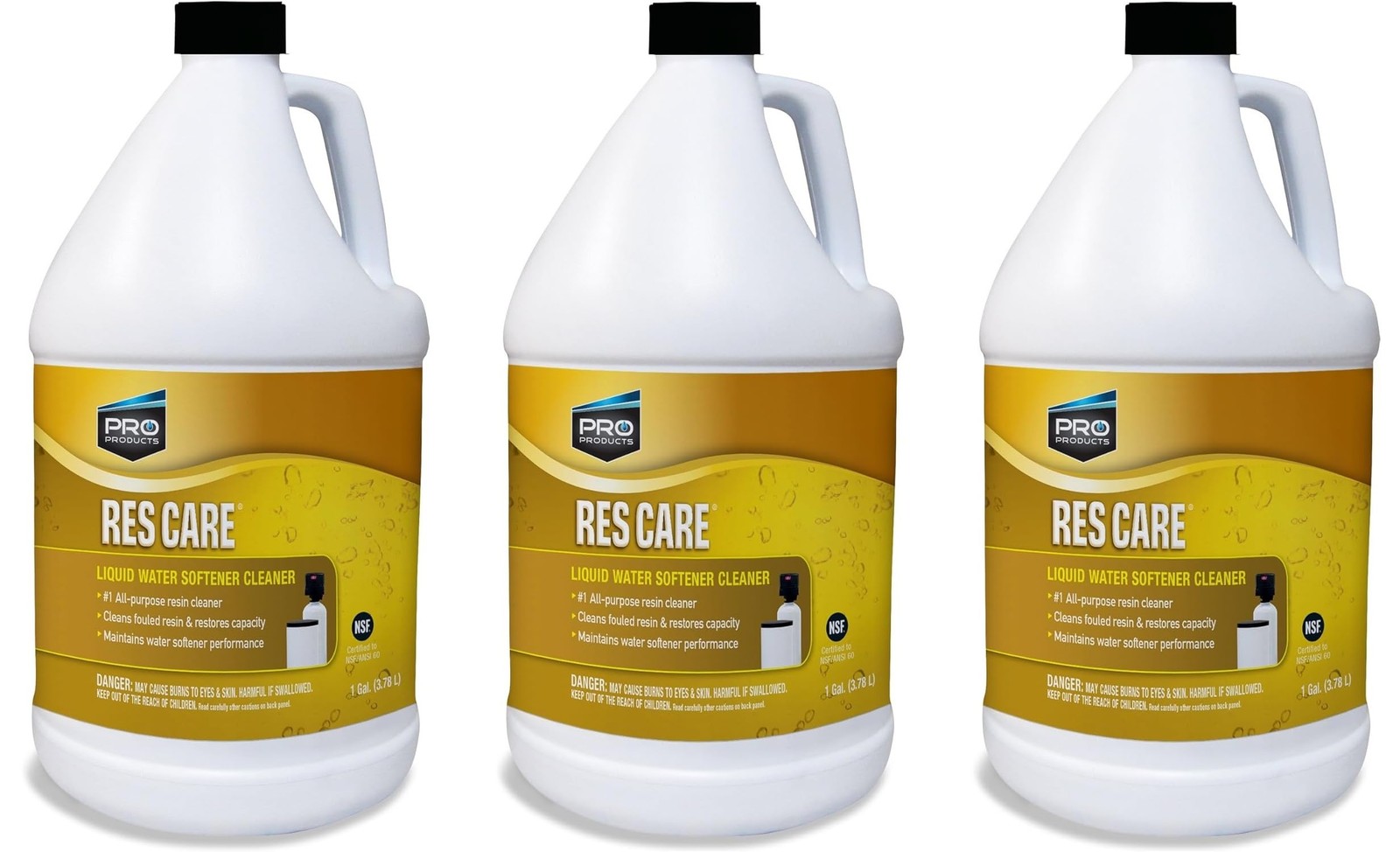 ResCare RK02B Water Softener Cleaner Liquid 1 Gallon 3 Pack Calcium Scale