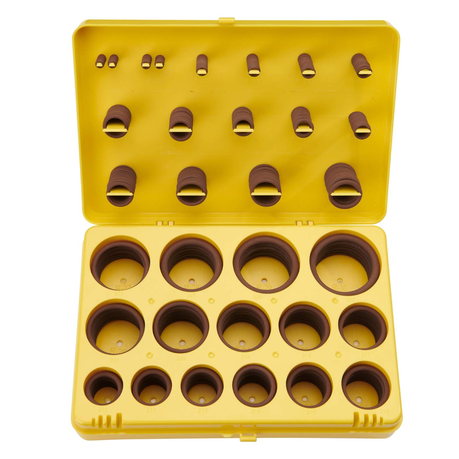 BUSY-CORNER 382 Pieces FKM O Inch Sizes 382 Pcs, Yellow Box, Brown Orings