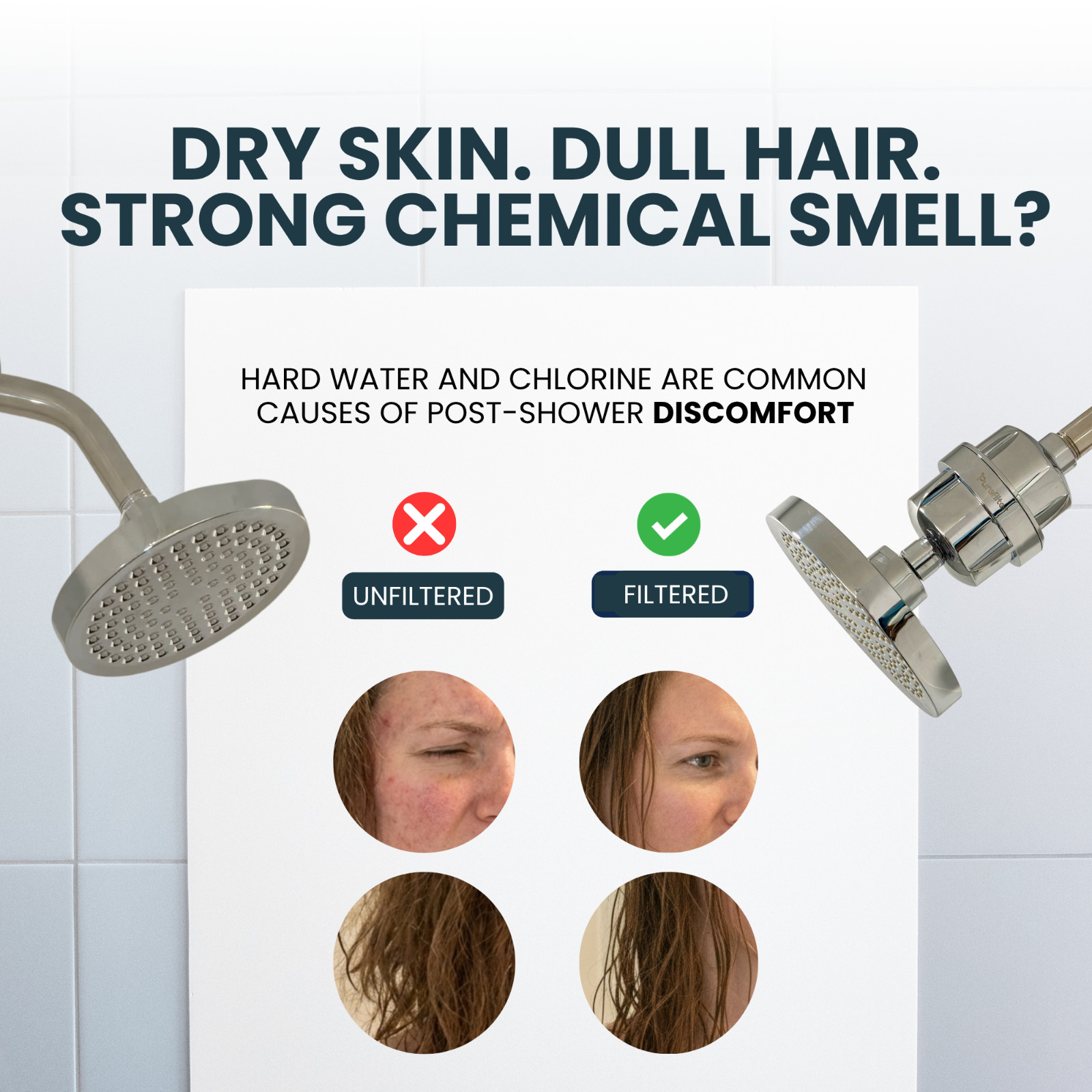 Purefilter Shower Filter for Hard Water – Reduces Dry Skin, Dull Hair & Chlorine