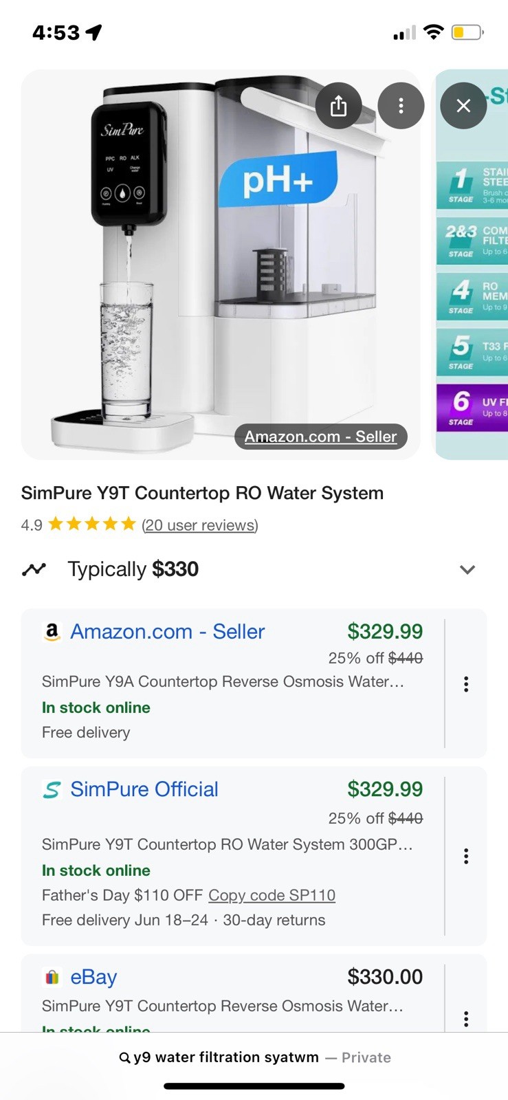 SIM PURE WATER FILTRATION SYSTEM Y9 Series