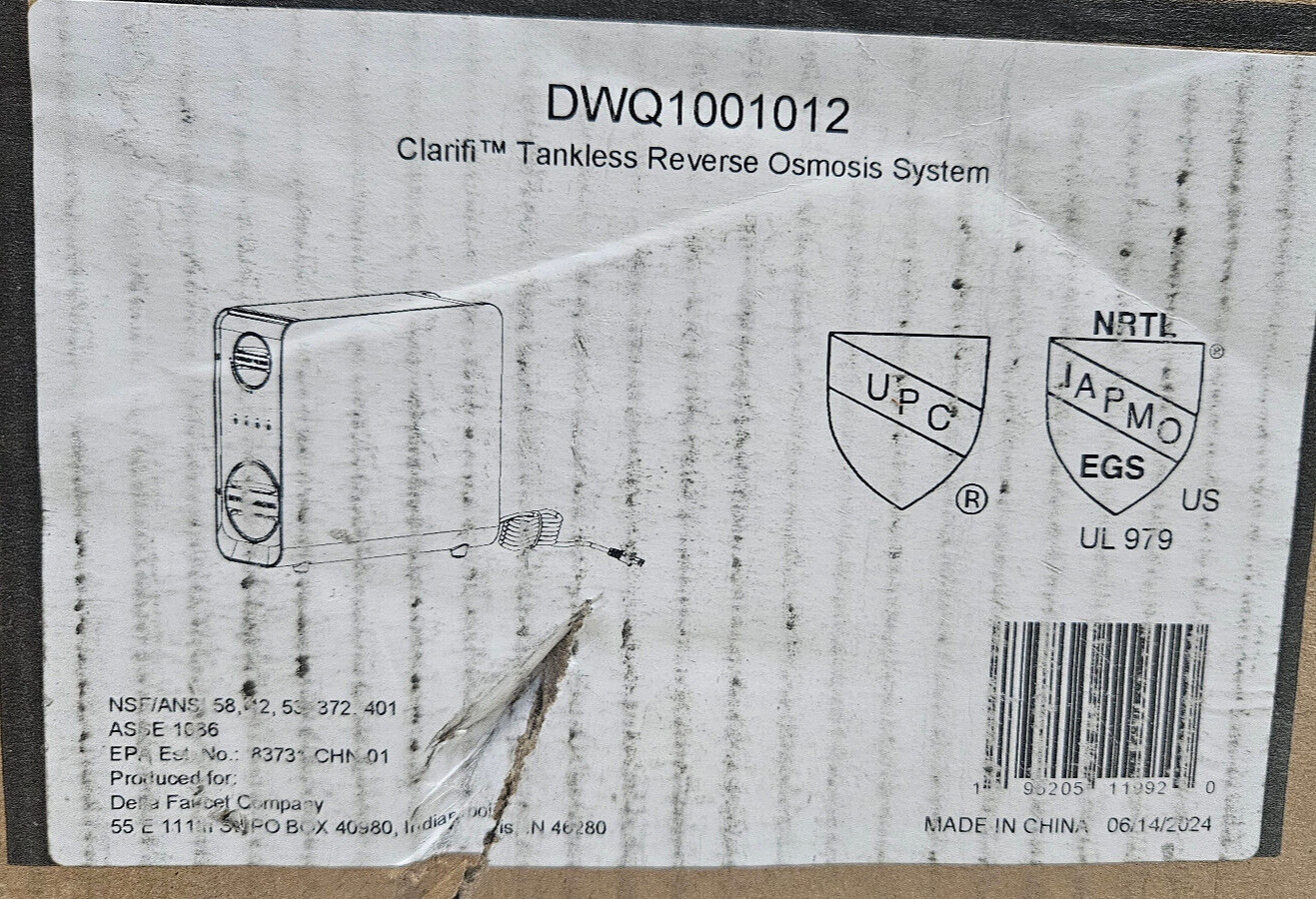 Delta DWQ1001012 Clarifi Under Sink 6-Stage Reverse Osmosis Filter System *