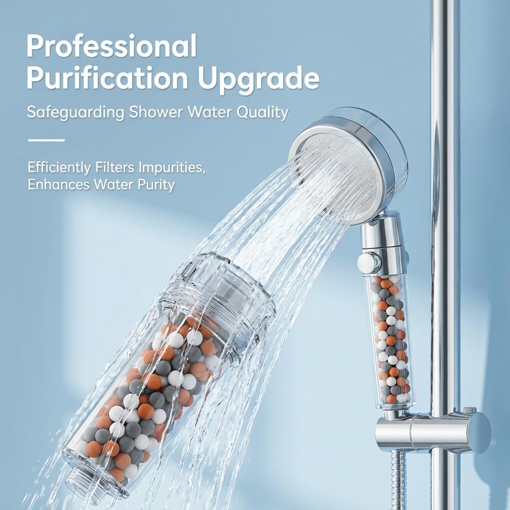 AHSNYLC 200g Shower Head Filter Beads, Orange, Gray, White, Black
