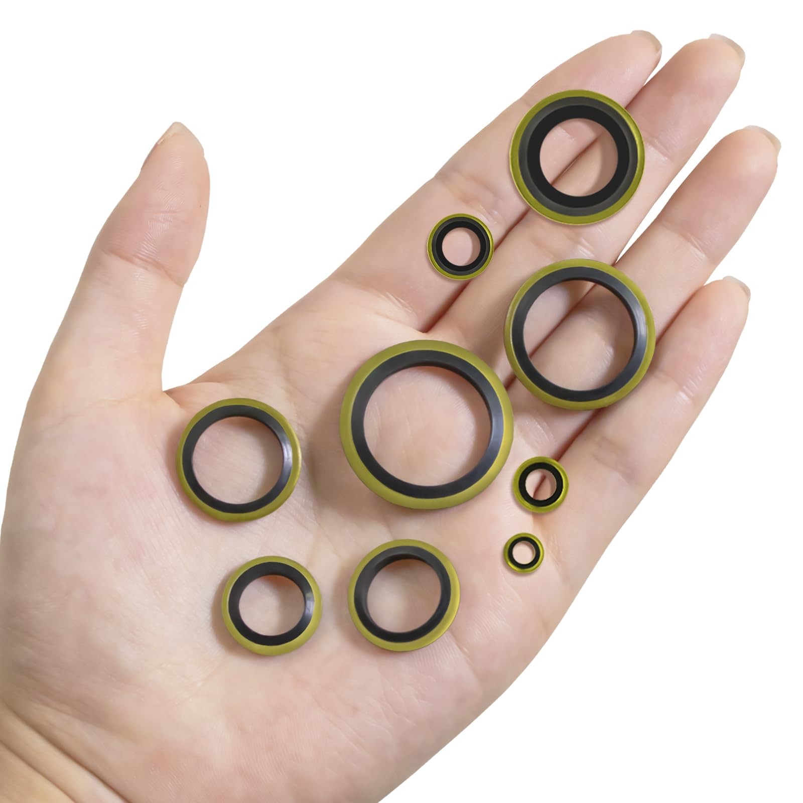 XBVV 378 Pcs NBR Metal Bonded Sealing Washer Assortment Kit M6 M8 M30, black
