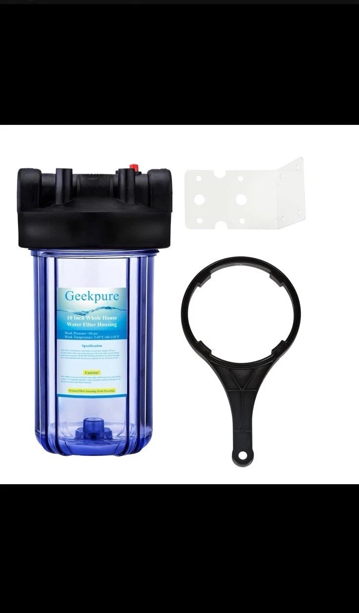 Geekpure 10 Inch Big Clear Water Filter Housing Whole House Water Filter BB-10T