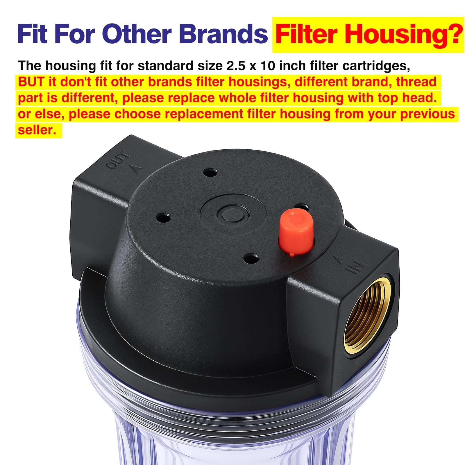 Geekpure 10-Inch Whole House Slim Water Filter Housing with Pressure Relief V…
