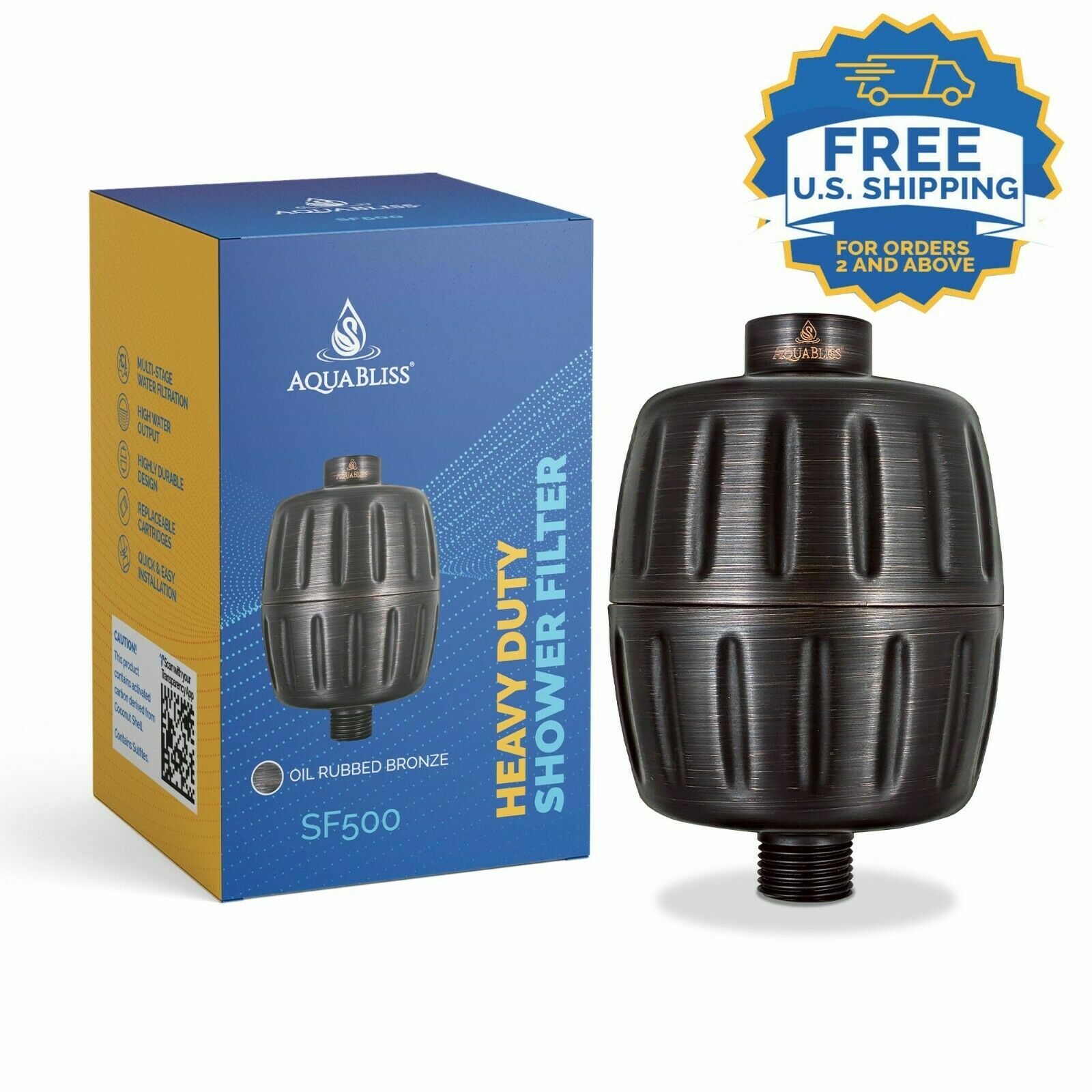 AquaBliss HD Shower Filter – #1 HEAVY DUTY Multi-Stage Shower Filter (SF500-ORB)