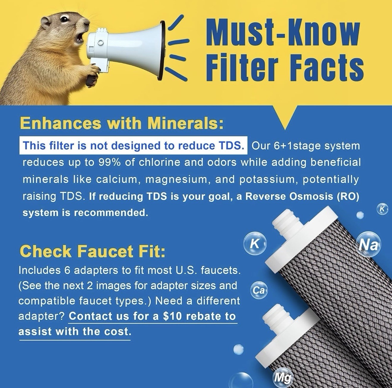 LCF Alkaline Countertop Water Filter, Silver Ions Enhanced 6-Stage Stainless Ste
