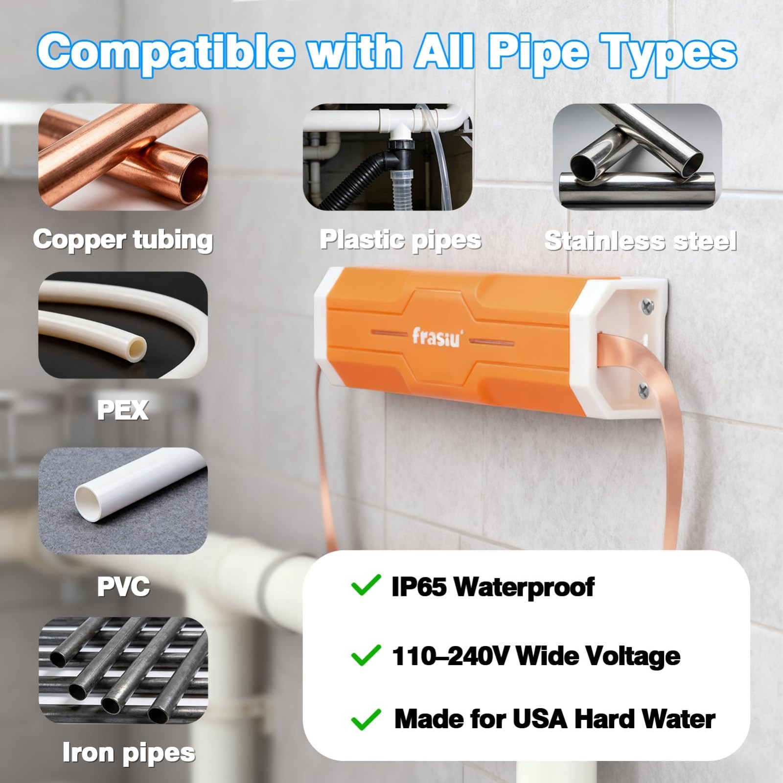 Salt-Free Water Descaler System – Whole House Softener, Prevents Limescale, Easy