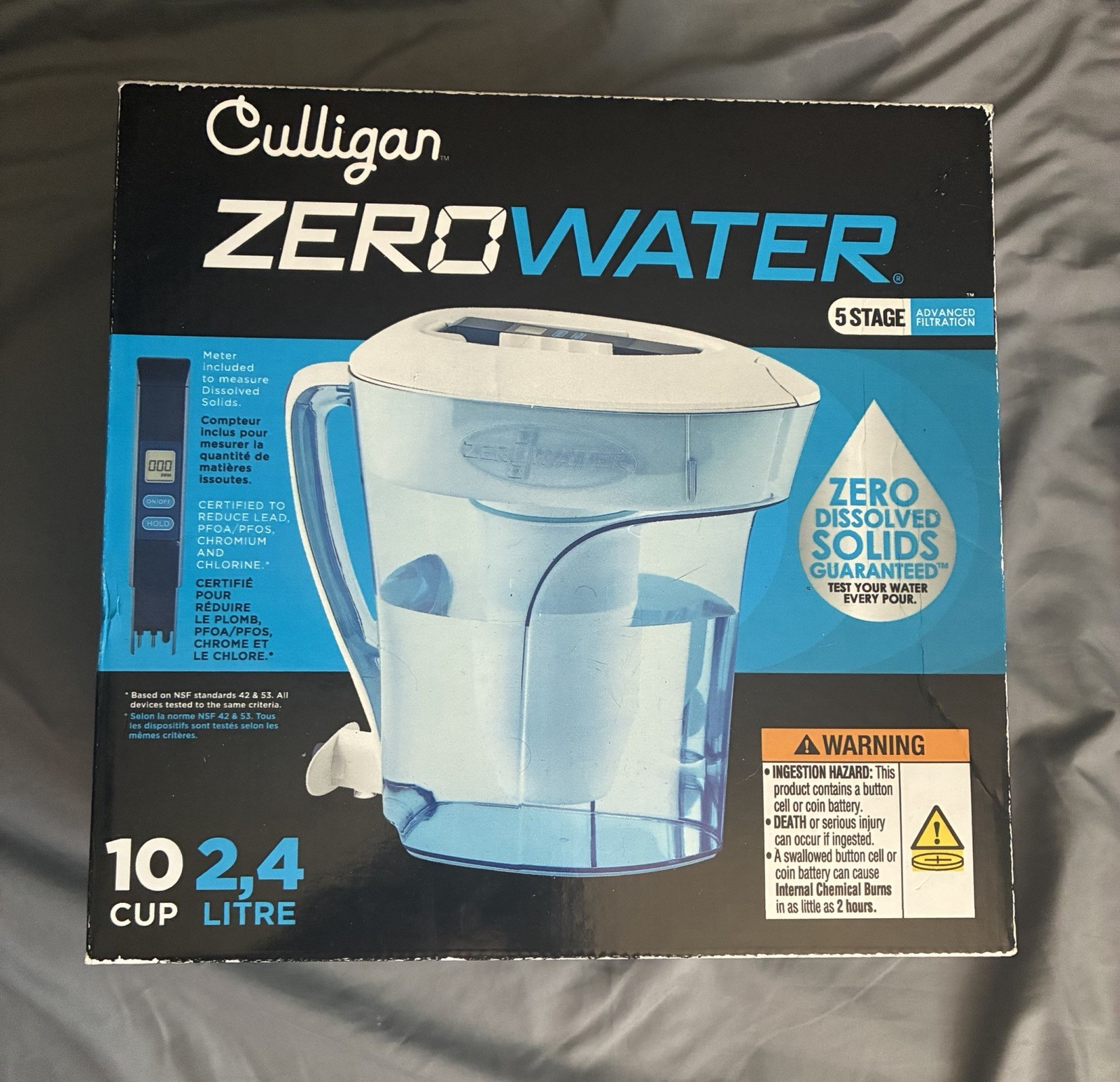 Culligan ZP-010 5-Stage Filter Jug 2.4L Clear Blue White Lead Removal