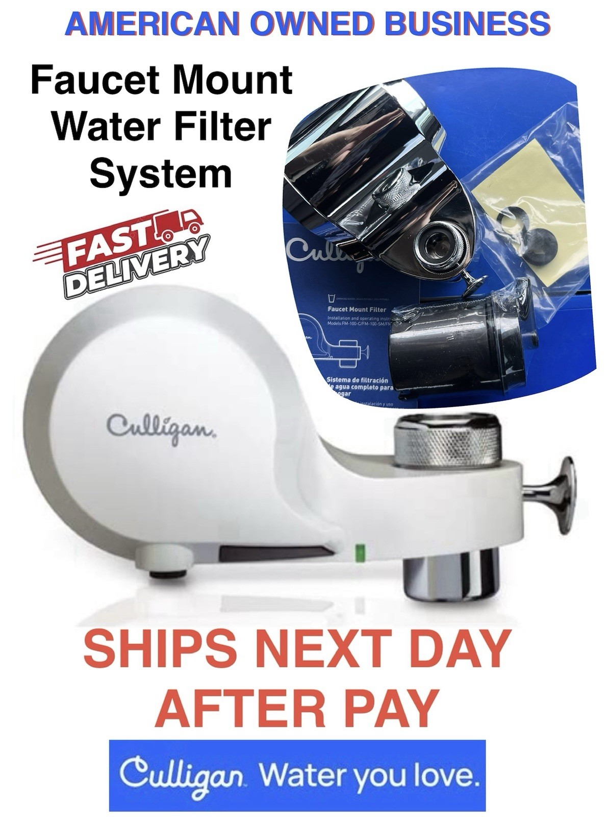 Culligan FM-100-C Faucet Mount Water Filter Chrome Metal 200 gal Lead Removal