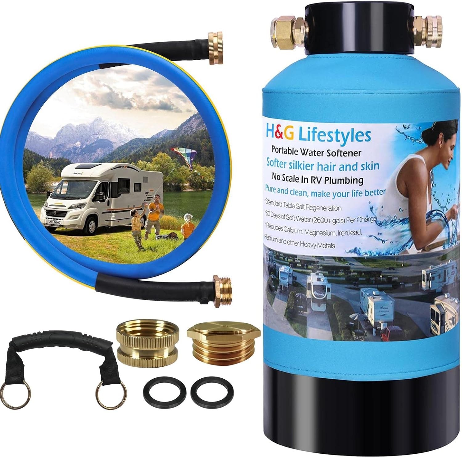 Ultimate Portable RV Water Softener – 5A Food-Grade Resin, No Salt Required