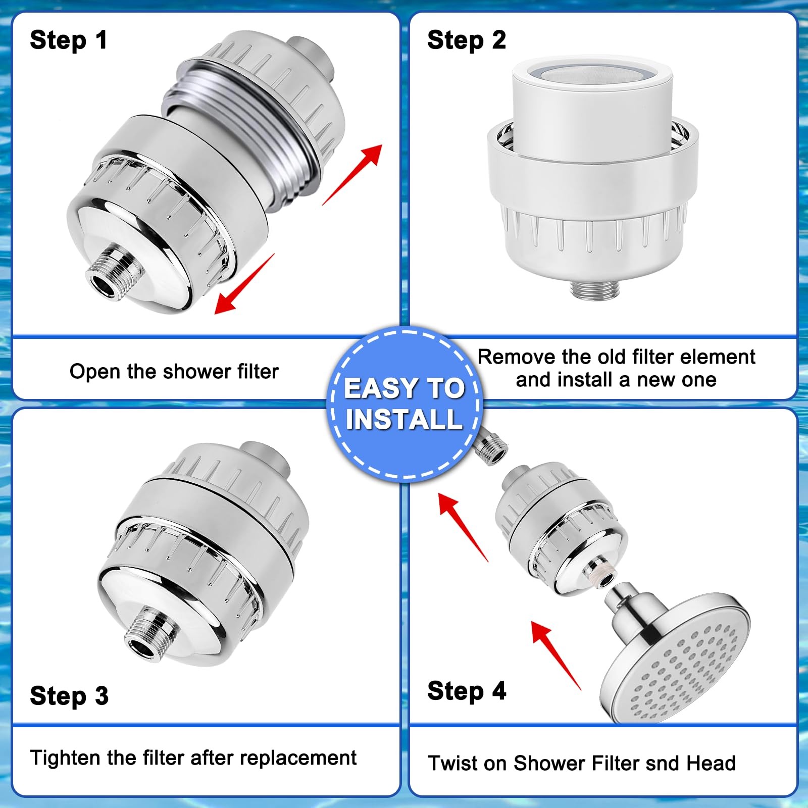 4 Pack 20 Stage Shower Filter Replacement Cartridge with Vitamin C…