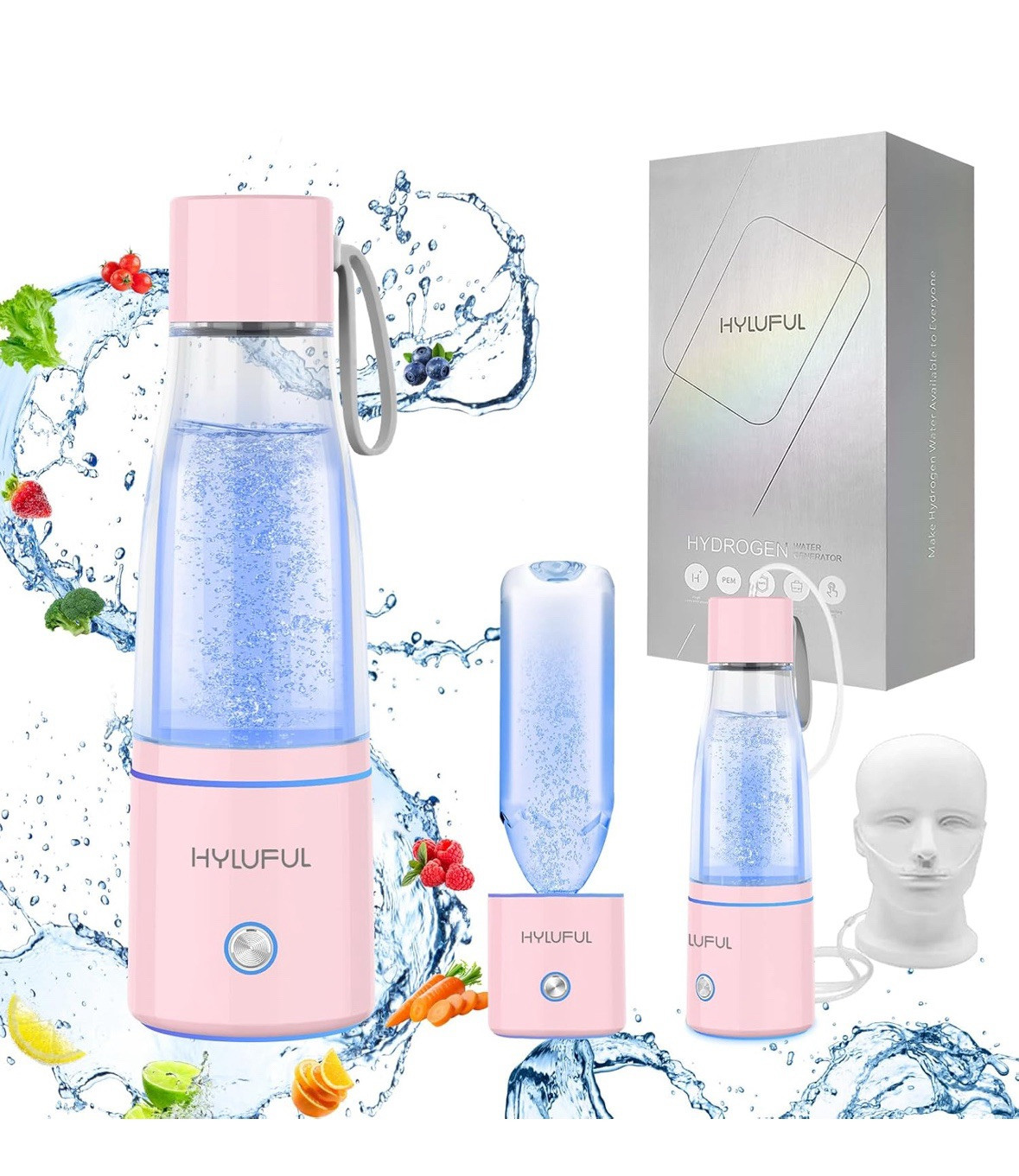 5000PPB Hydrogen Water Bottle, 3 in 1 Bottle Generator 1#White