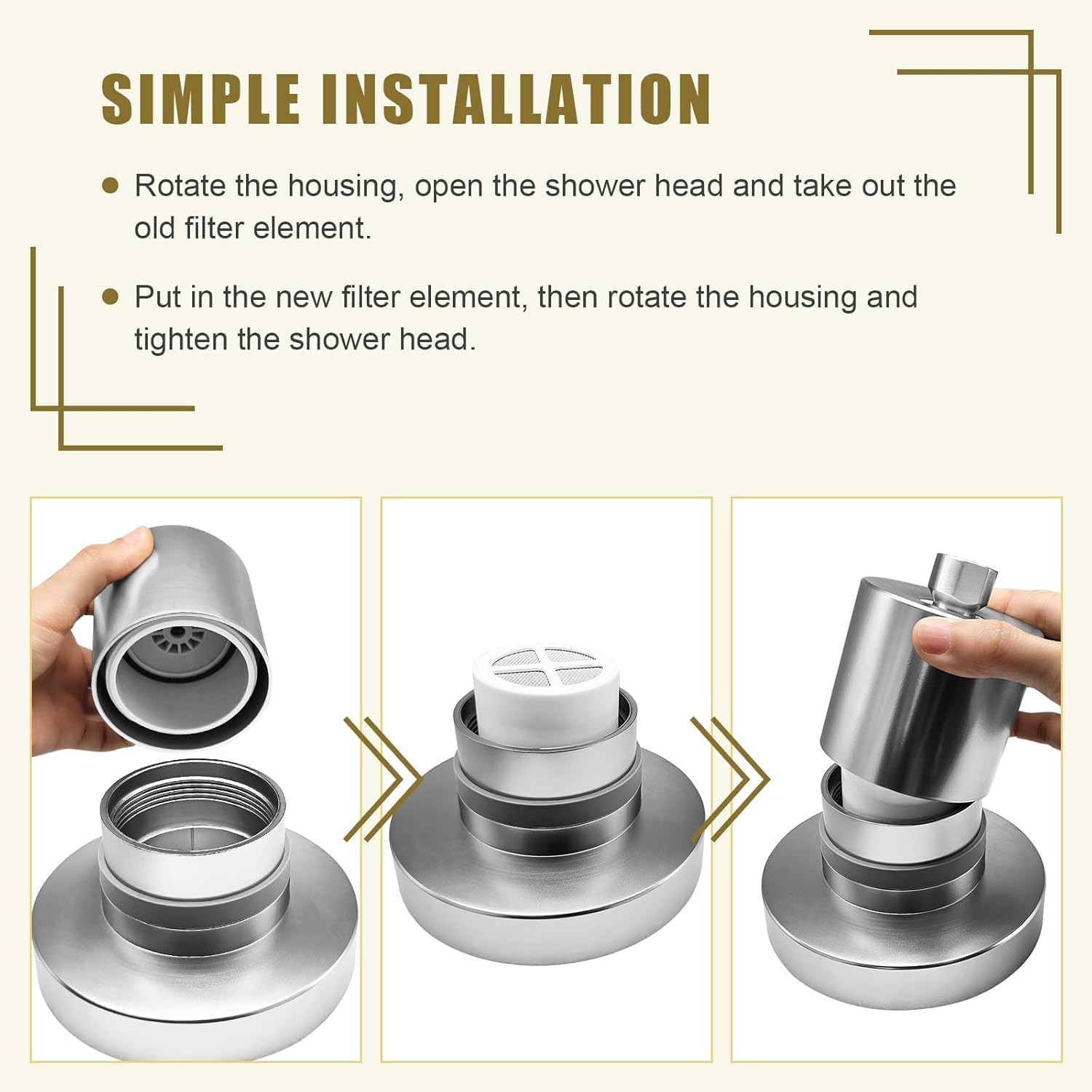 Replacement Cartridge Shower Filter for 3.46 x 2.52 x 2.28 inches, 1 pcs
