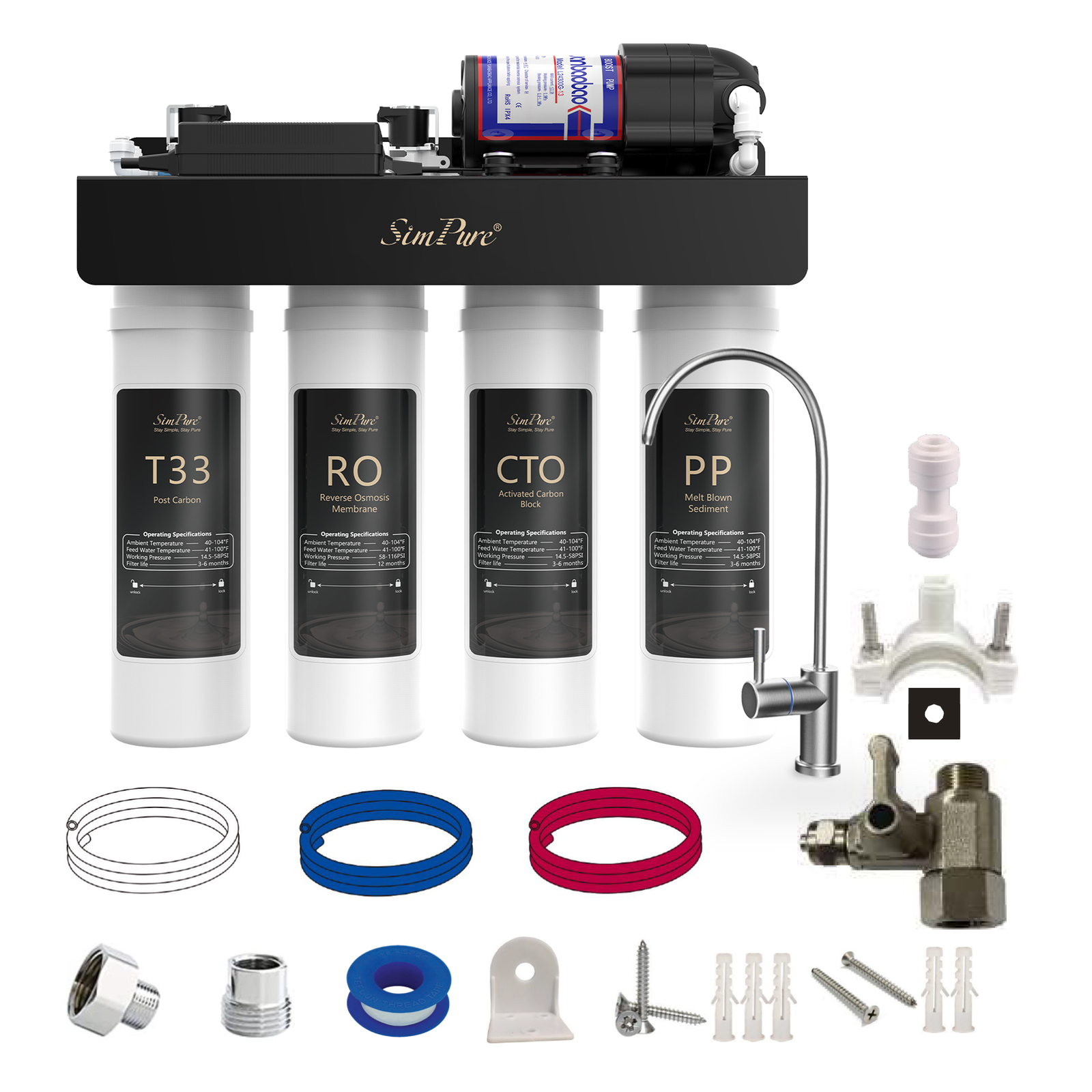 Reusable Spin Down Sediment Water Filter Whole House 40 Micron Pre-Filter System