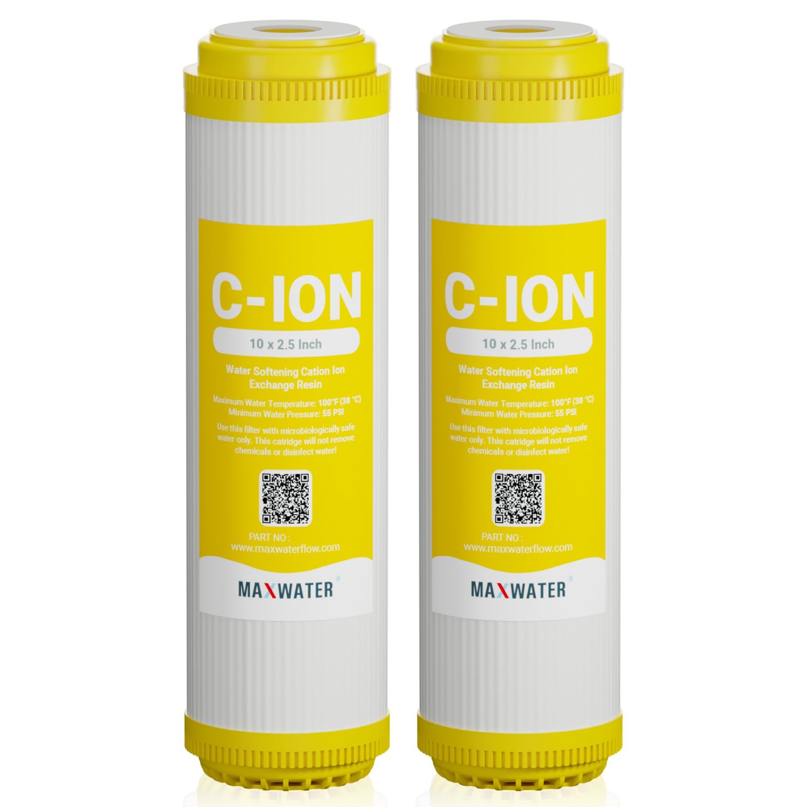 10″ x 2.5″ Cation Resin Water Softener Cartridge, with AF-10-3003, WS-10, UDF…