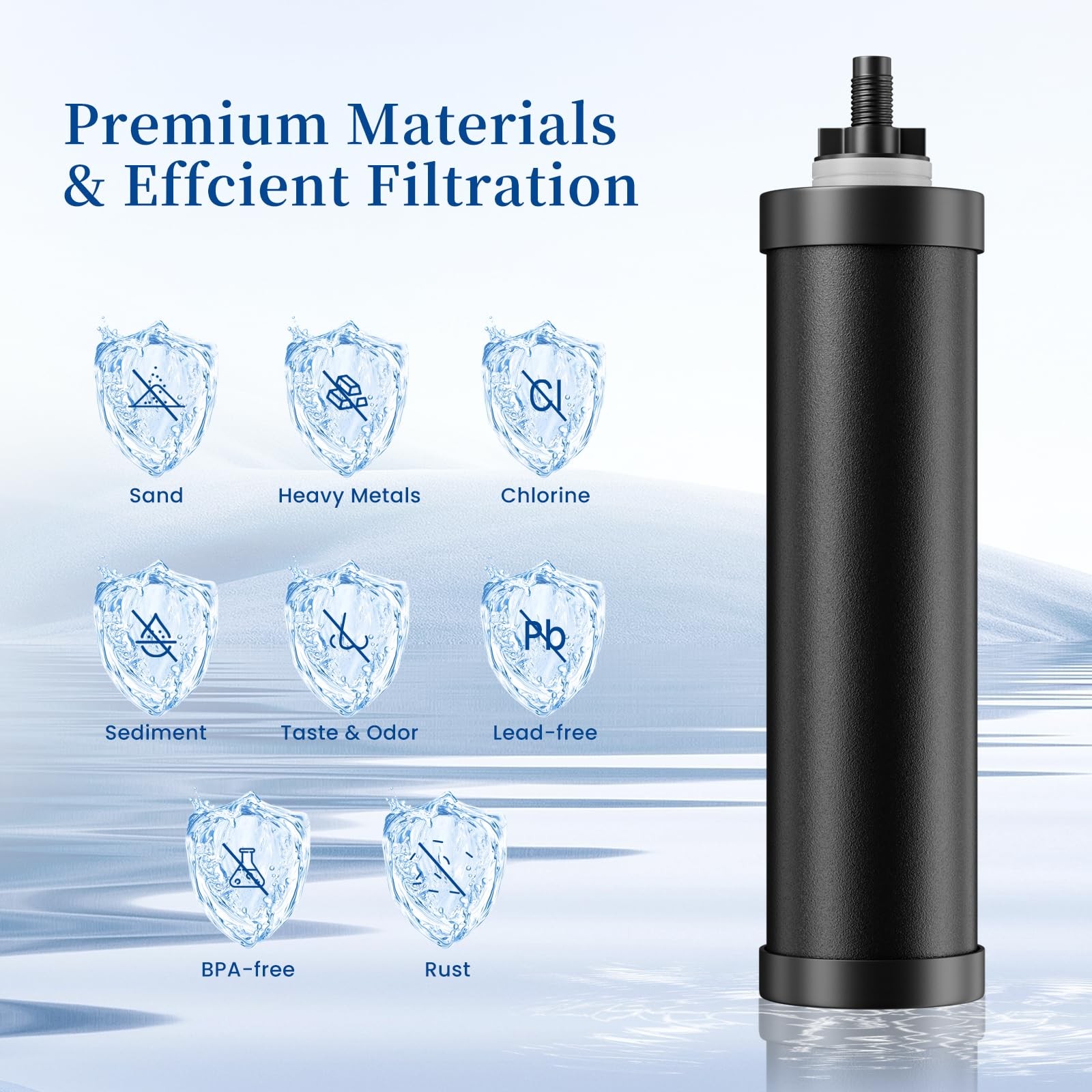 Oemiry Gravity Water Filter System 2.25G Stainless Steel Countertop System