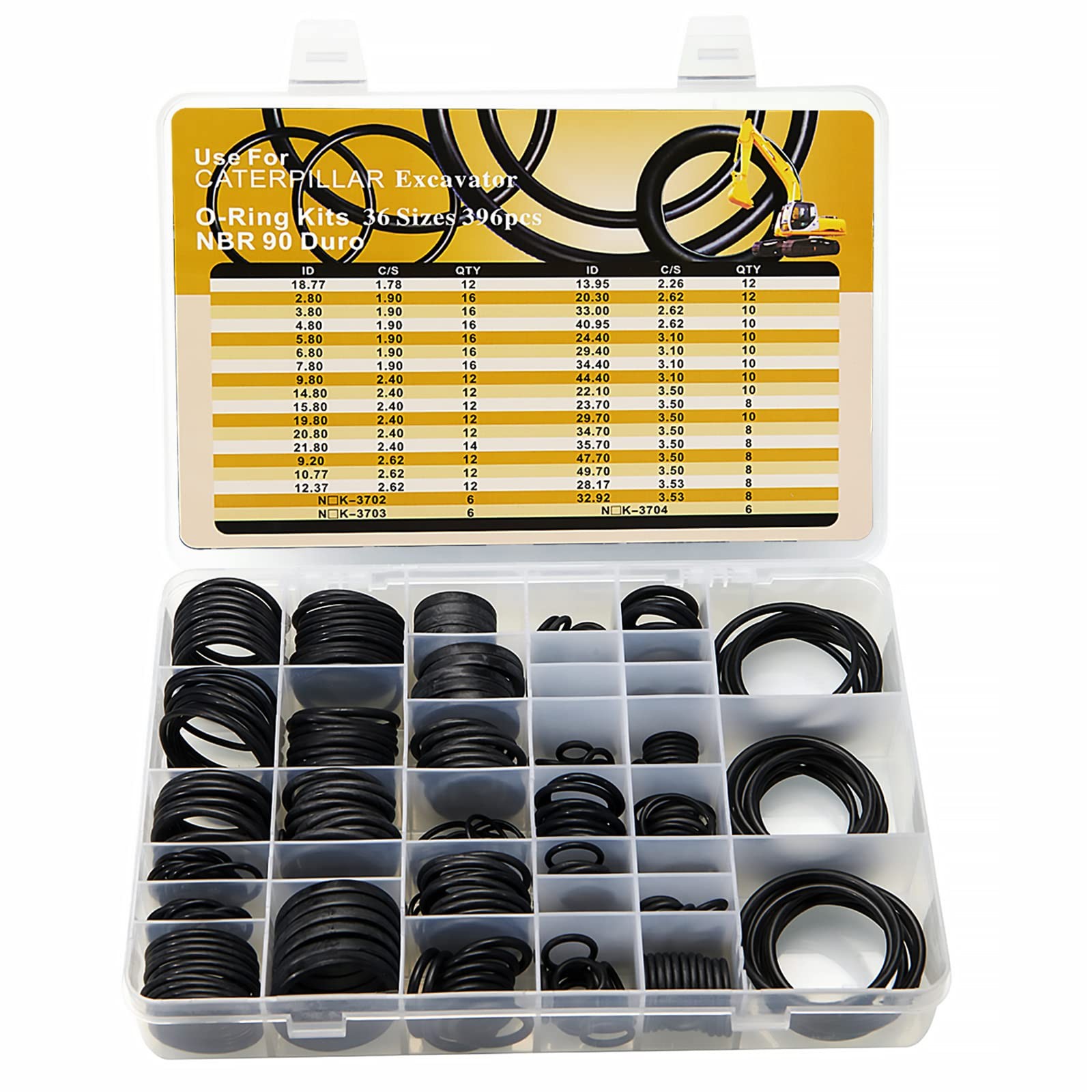 BUSY-CORNER 396 Pieces O-Ring Kit Nitrile 90 Duro for Hydraulic Pipe Pump…