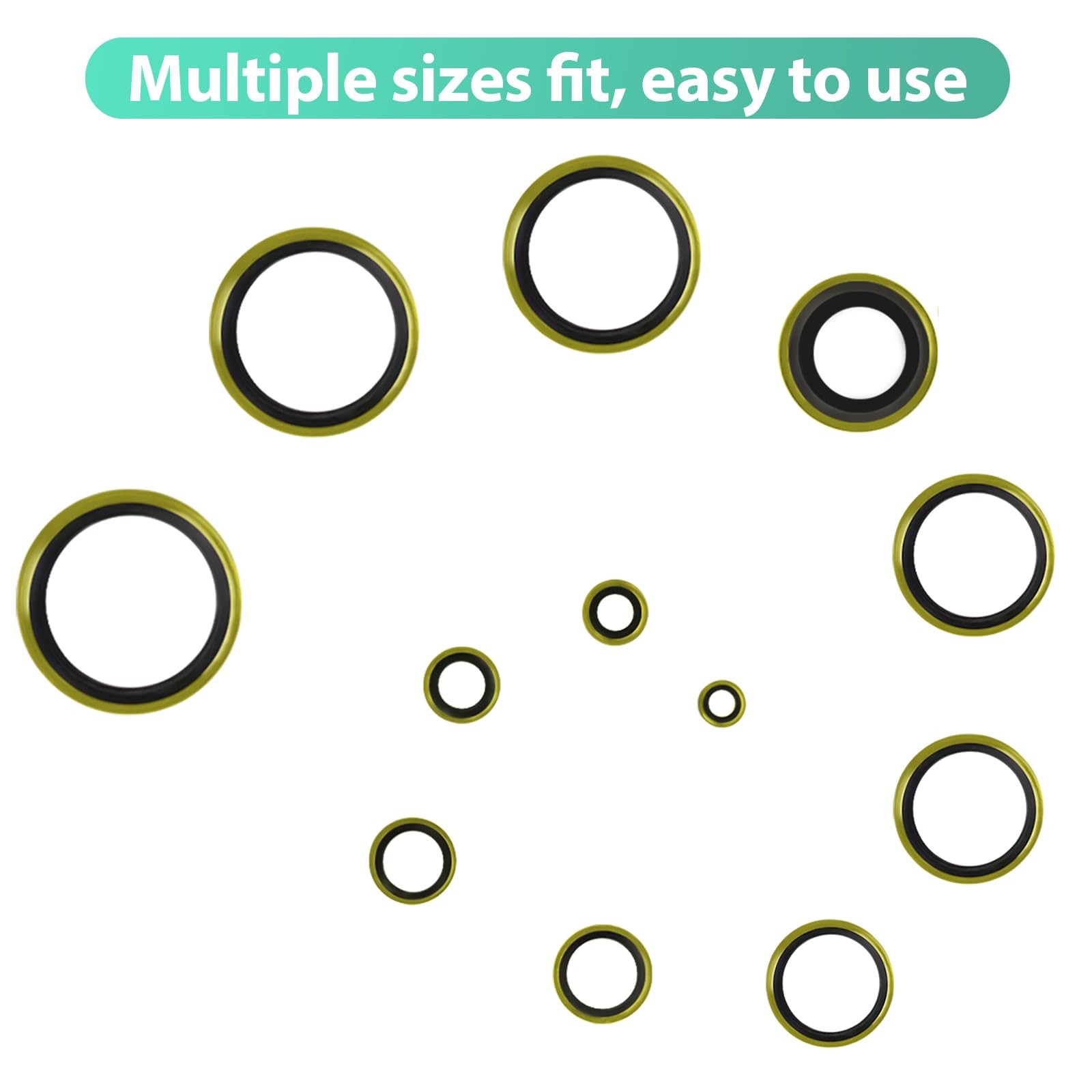 XBVV 378 Pcs NBR Metal Bonded Sealing Washer Assortment Kit M6 M8 M30, black