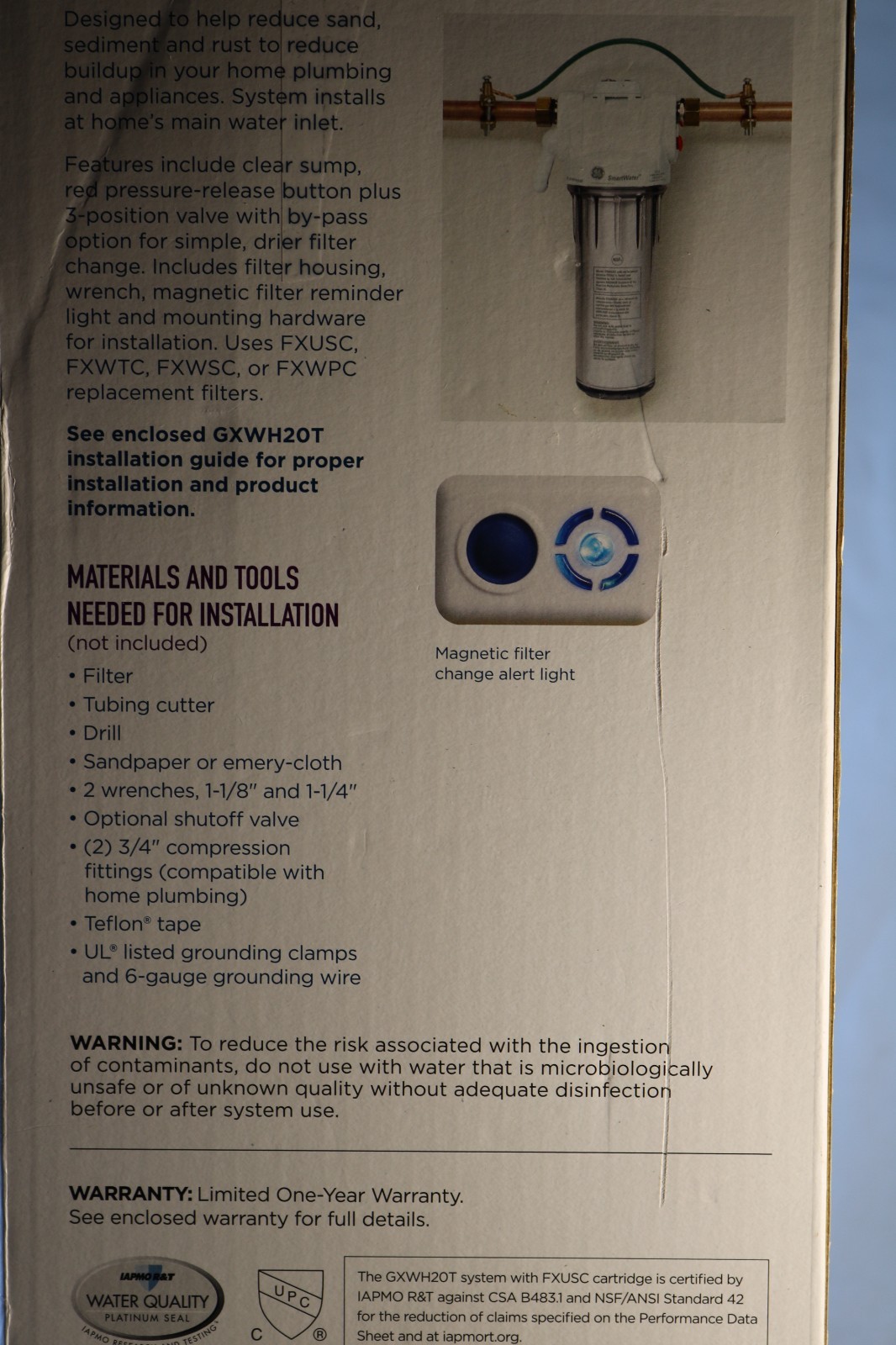 GE Whole House Water Filtration System GXWH20T Chlorine Sediment High Flow New