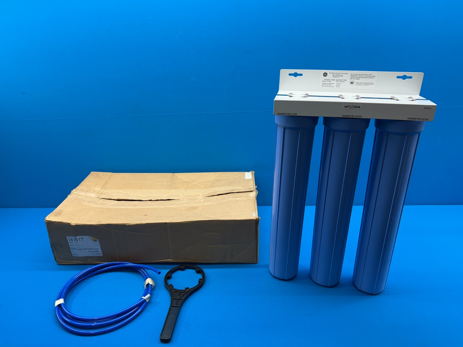 General Electric 1237130 3-Stage Blue Water Filter Housing Cartridge Assembly
