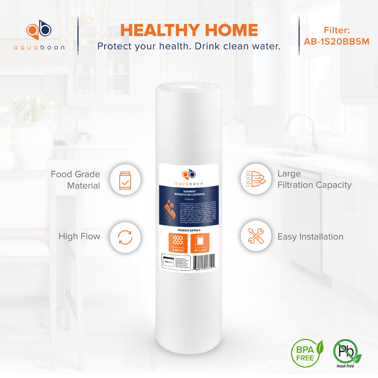 3-Stage Big Blue 20″ Whole House System 1″ Port+,GAC, 2 Sediment Filters,Gauge