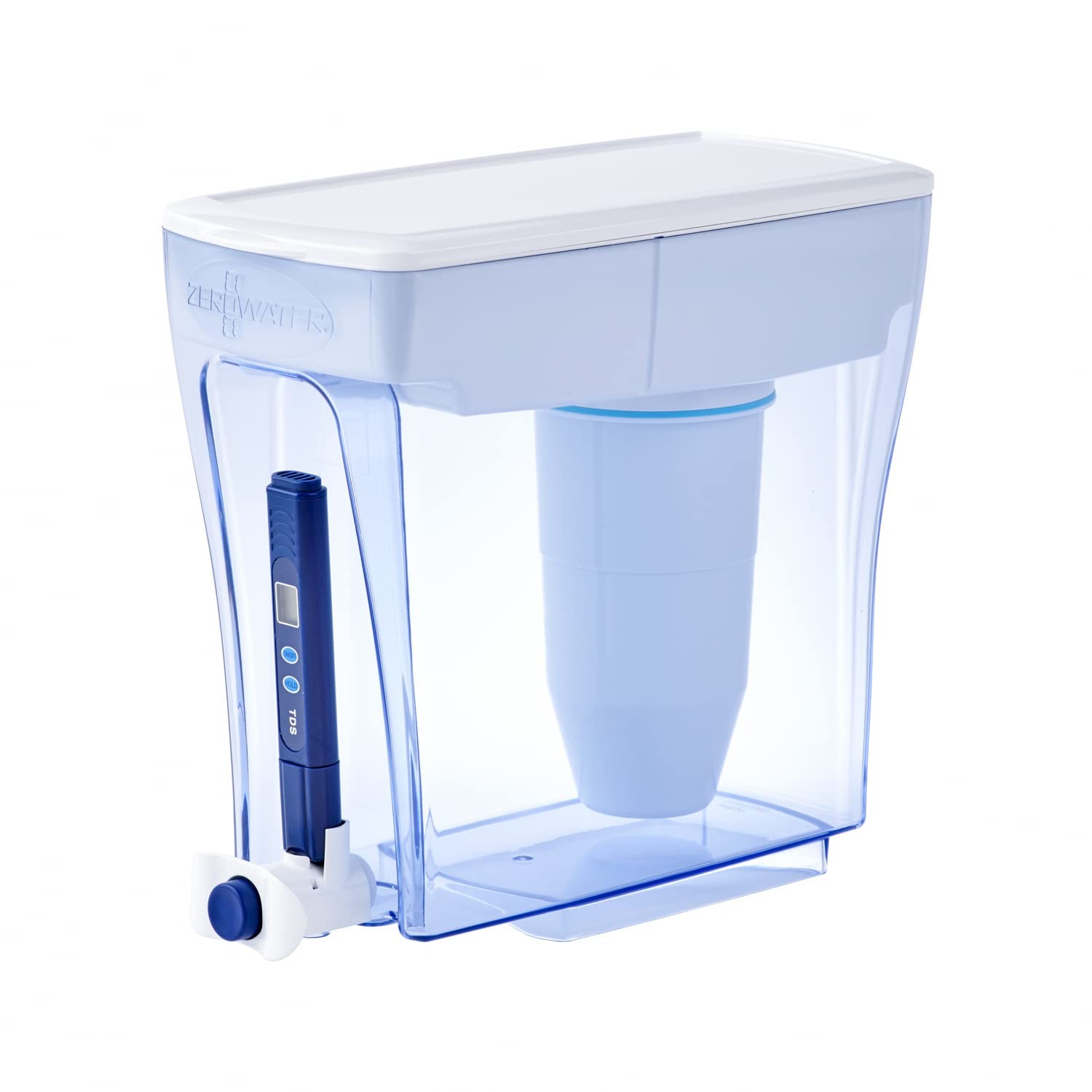 ZeroWater 20-Cup Ready-Pour 5-Stage Water 20-cup Dispenser, White and Blue