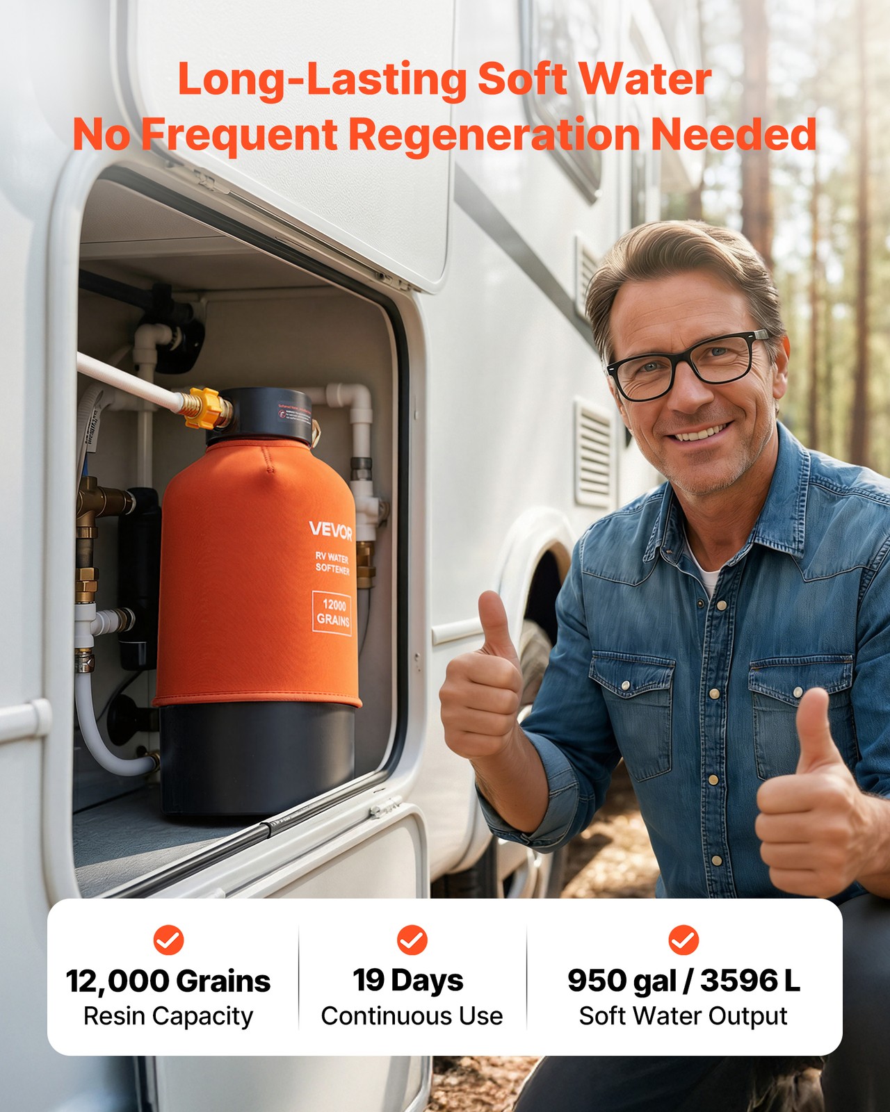 VEVOR RV Water Softener Portable Water Softener 12000 Grain for RV Trailers