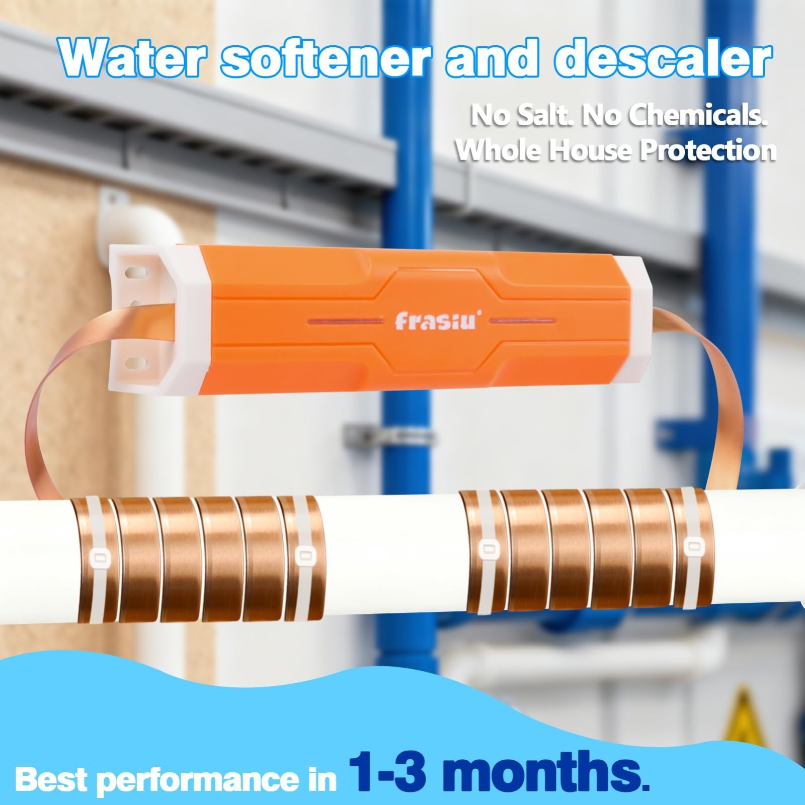 Salt-Free Water Descaler System – Whole House Softener, Prevents Limescale, Easy