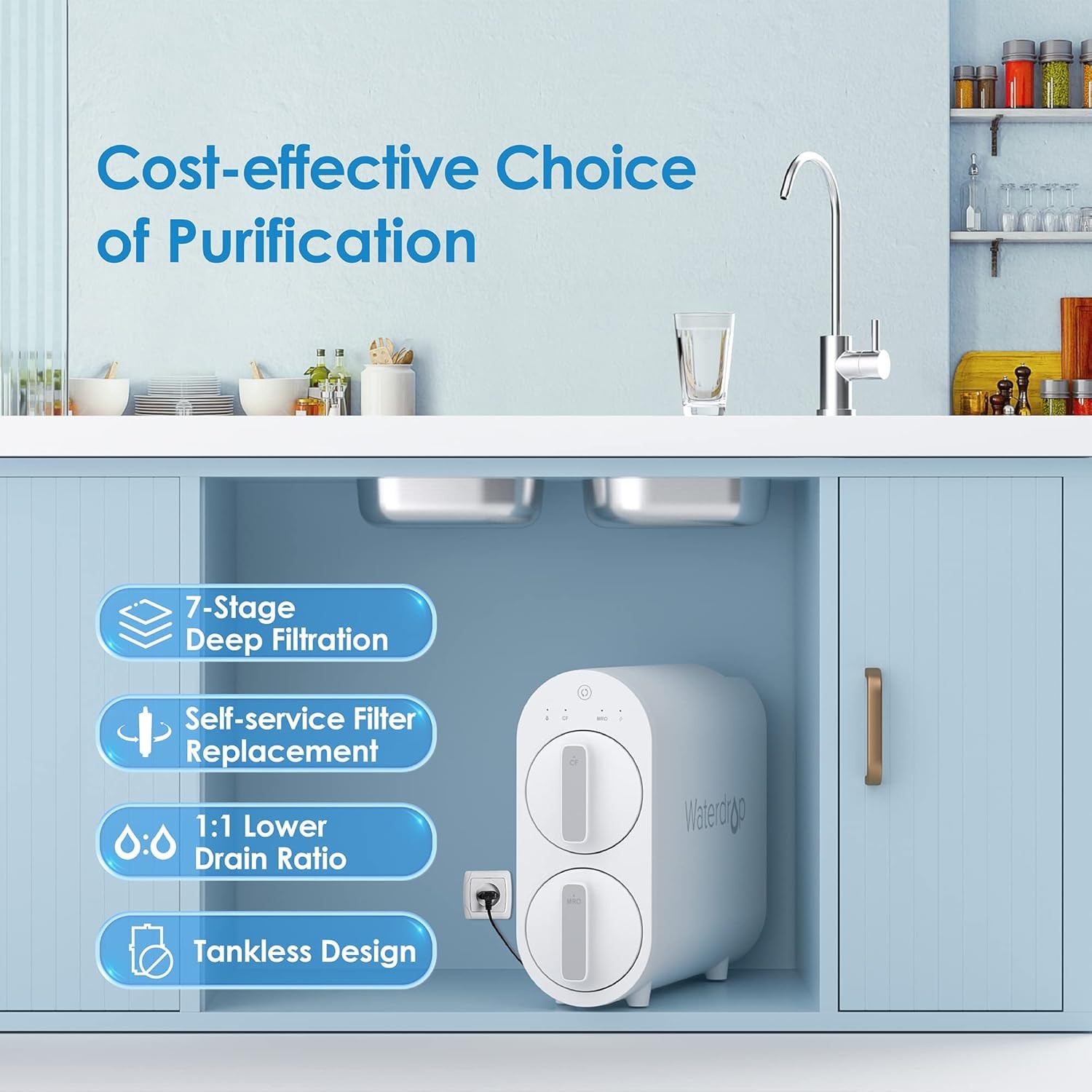 Waterdrop G2 Reverse Osmosis System, Extra WD-G2CF Replacement filter