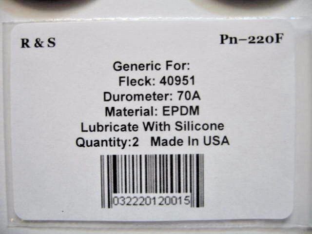 2 Fleck 40951 o-rings / R&S 220F / FDA EPDM Material / Used On Adapters