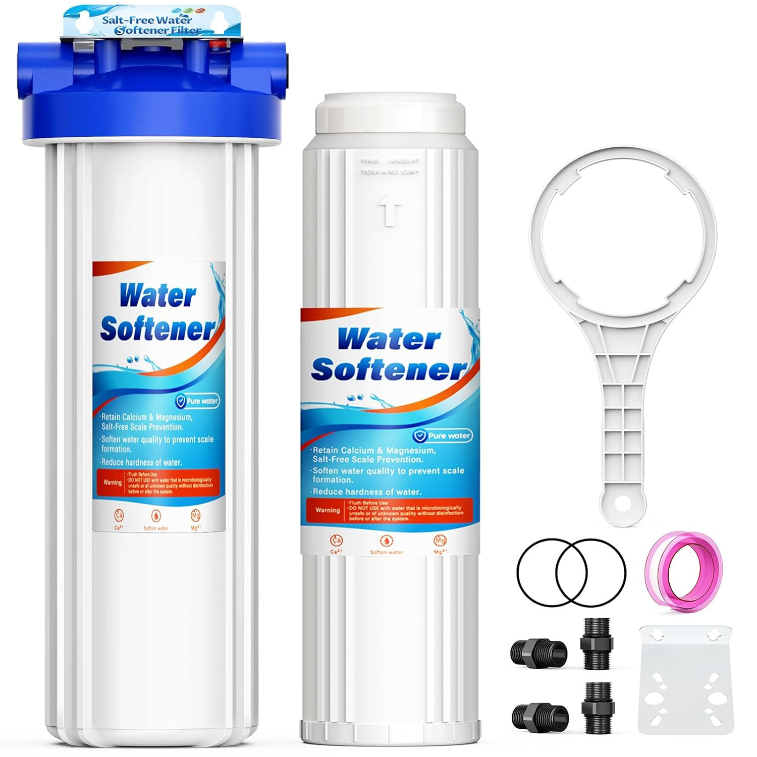 Salt-Free Whole House Water Softener, Reduces Hardness & Odor, Protects Applianc