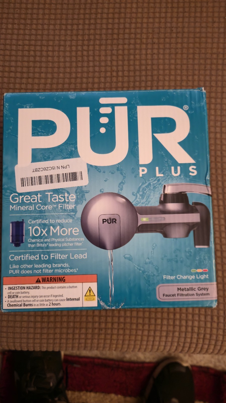 PUR Plus Faucet Filtration System Mineral Core 100 Gallon Metallic Grey