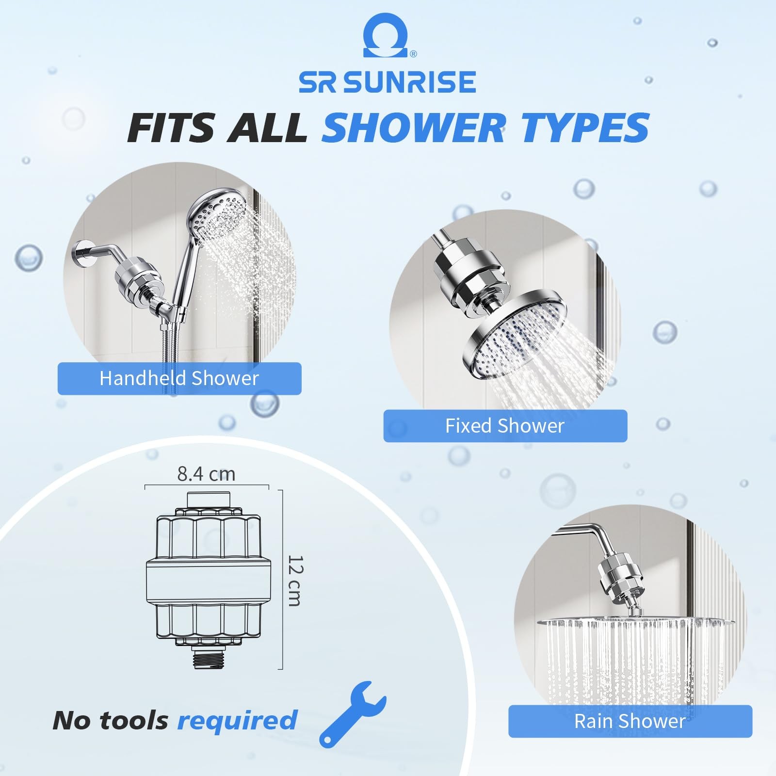 20-Stage Shower Filter-Shower Head Filter for Hard Water, S, Polished Chrome