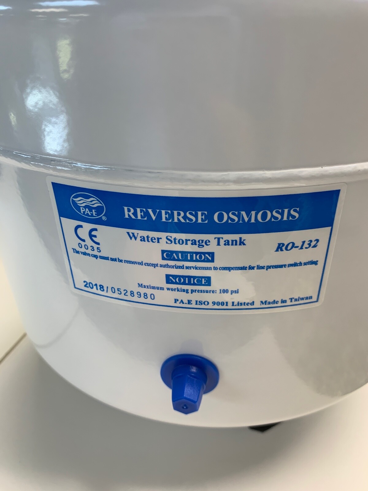 PA-E STAINLESS STEEL CONNECTION SYSTEM REVERSE OSMOSIS WATER STORAGE TANK RO132