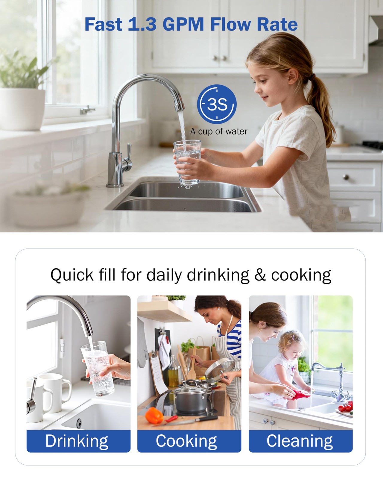 Dreamwills 8-Stage Under Sink Water Filter System Sj10 High-Flow 1.3 Gpm Under