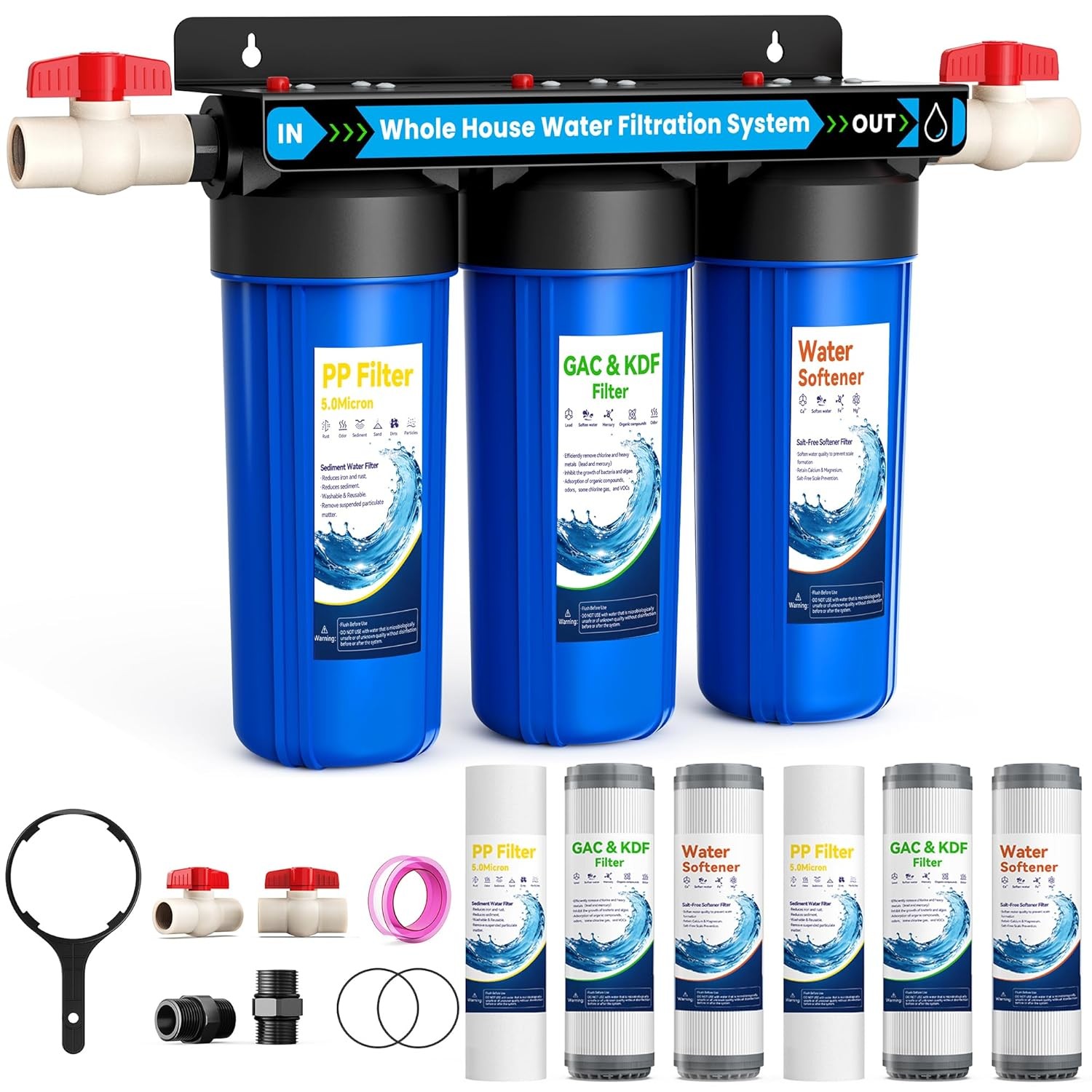 Whole House Water Filter System 3 Stage Whole Home Water Softener System