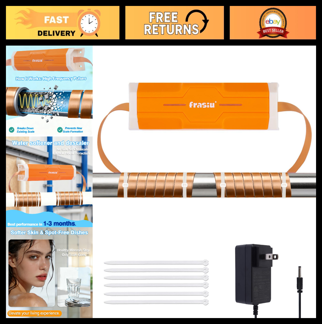 Salt-Free Water Descaler System – Whole House Softener, Prevents Limescale, Easy