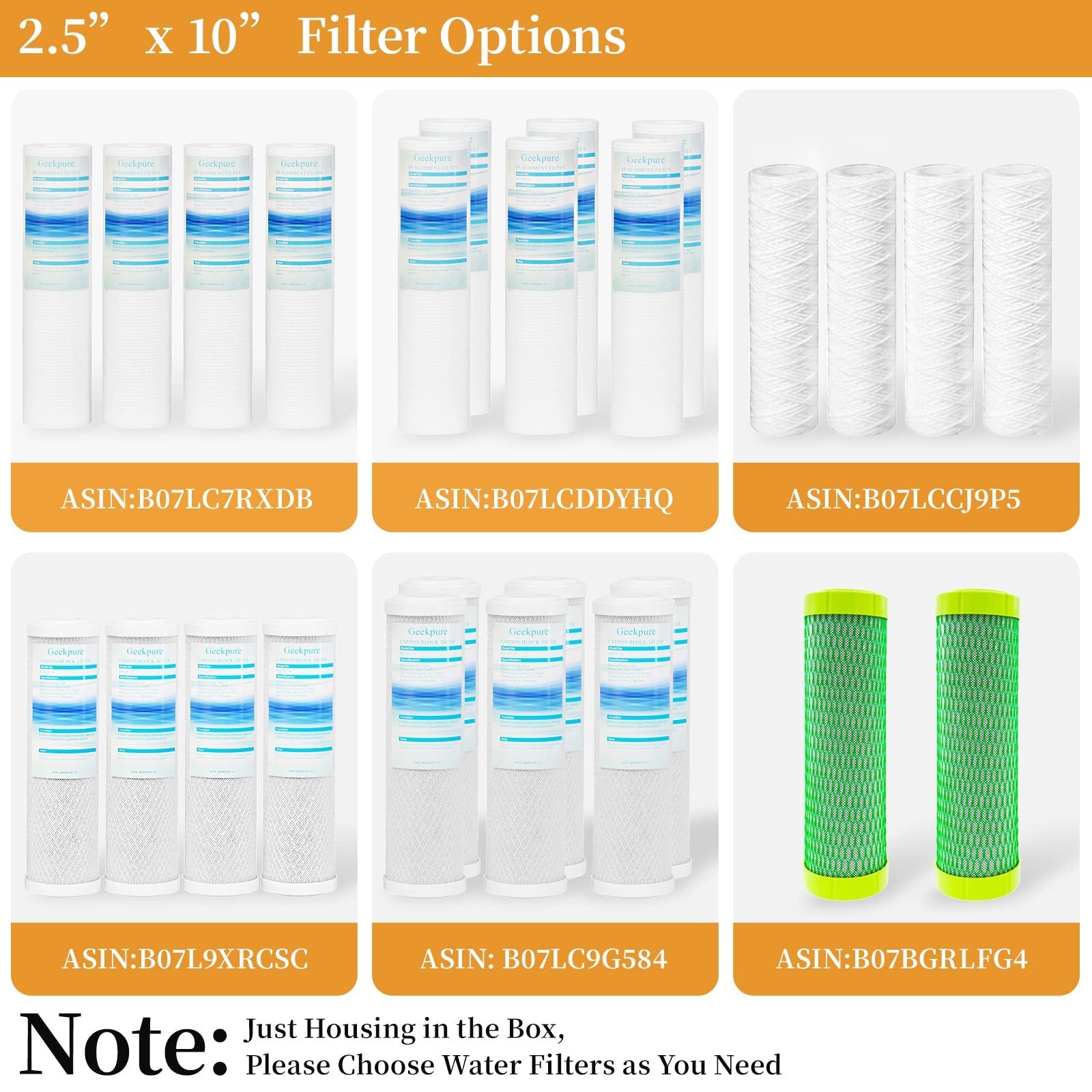 Geekpure 10-Inch Whole House Slim Water Filter Housing with Pressure Relief V…