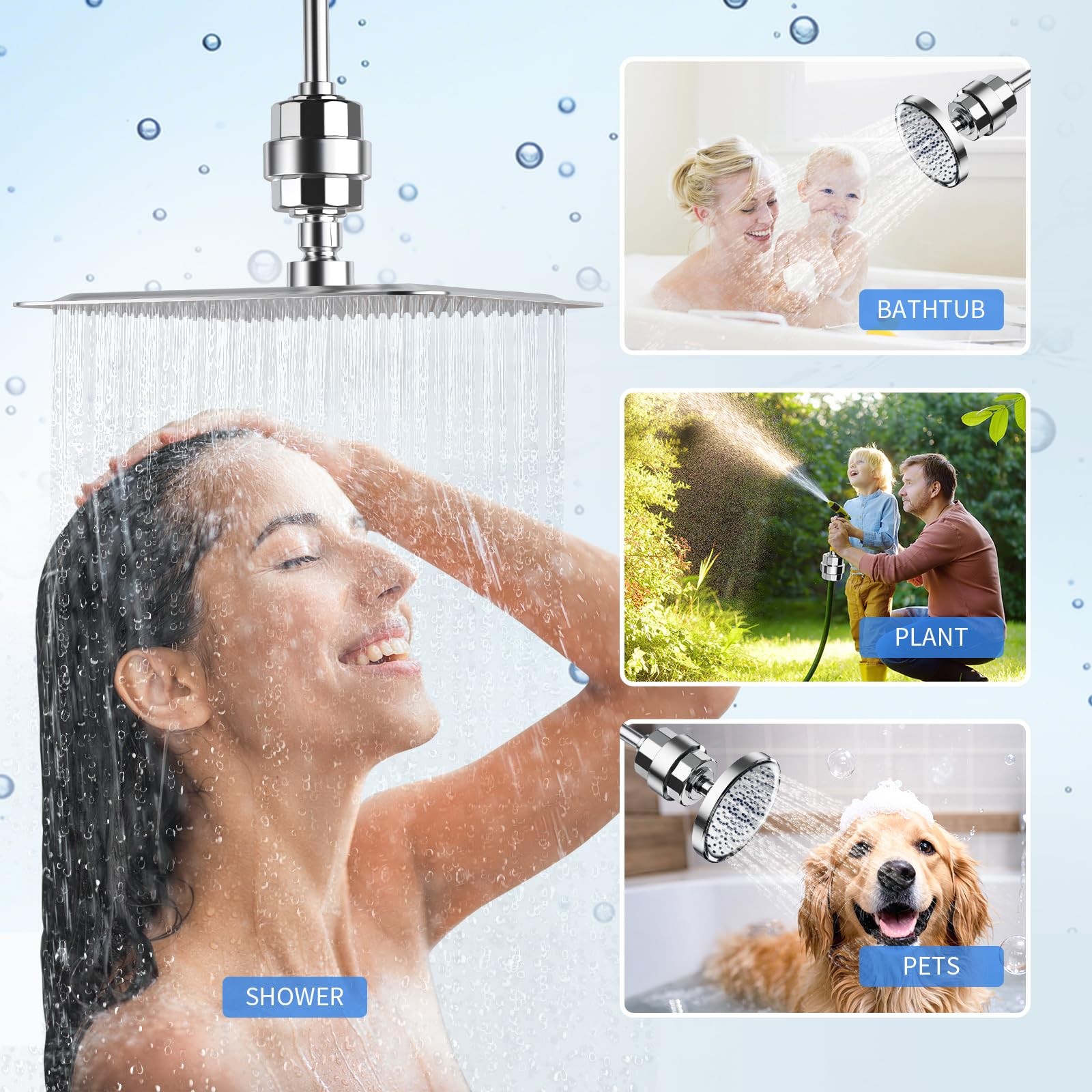 20-Stage Shower Filter-Shower Head Filter for Hard Water, S, Polished Chrome