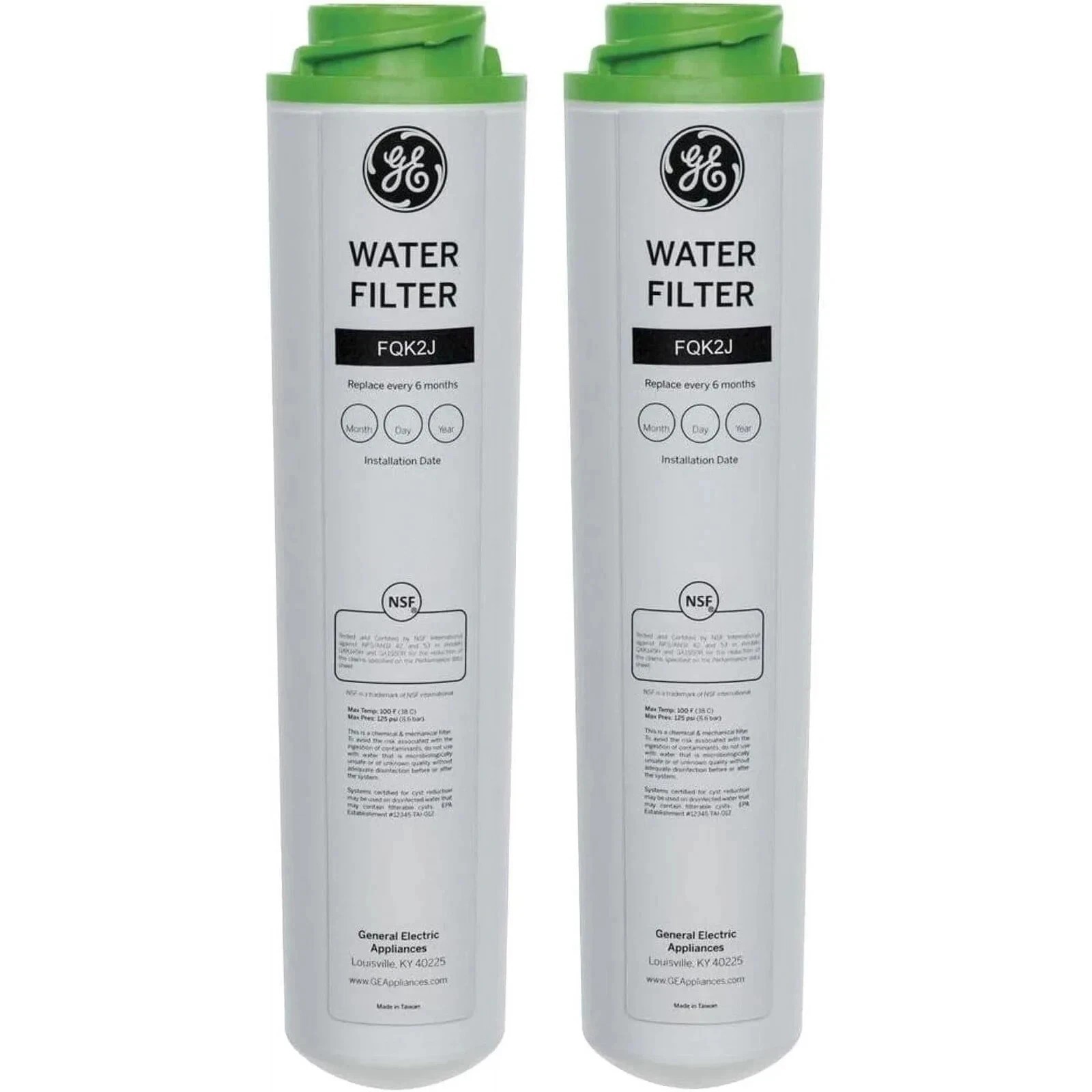 2 Pack GE FQK2J Dual Flow Replacement Under Sink Water Filters (New Sealed)