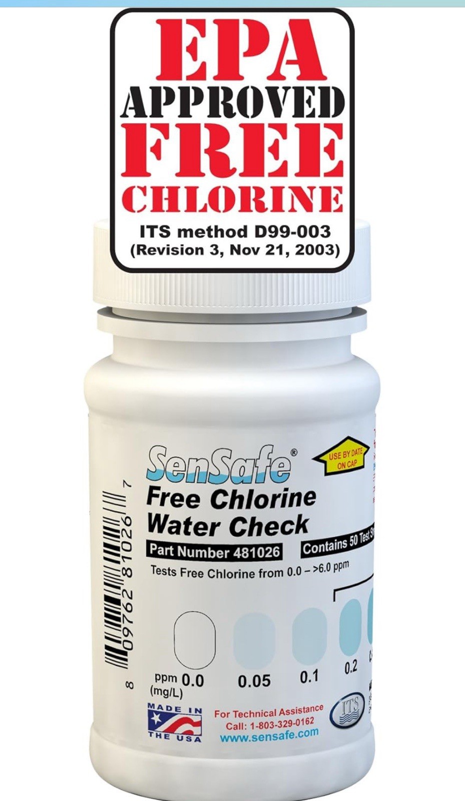 Industrial Test Systems SenSafe 481026 Free Chlorine Test Strip | USEPA Appro…