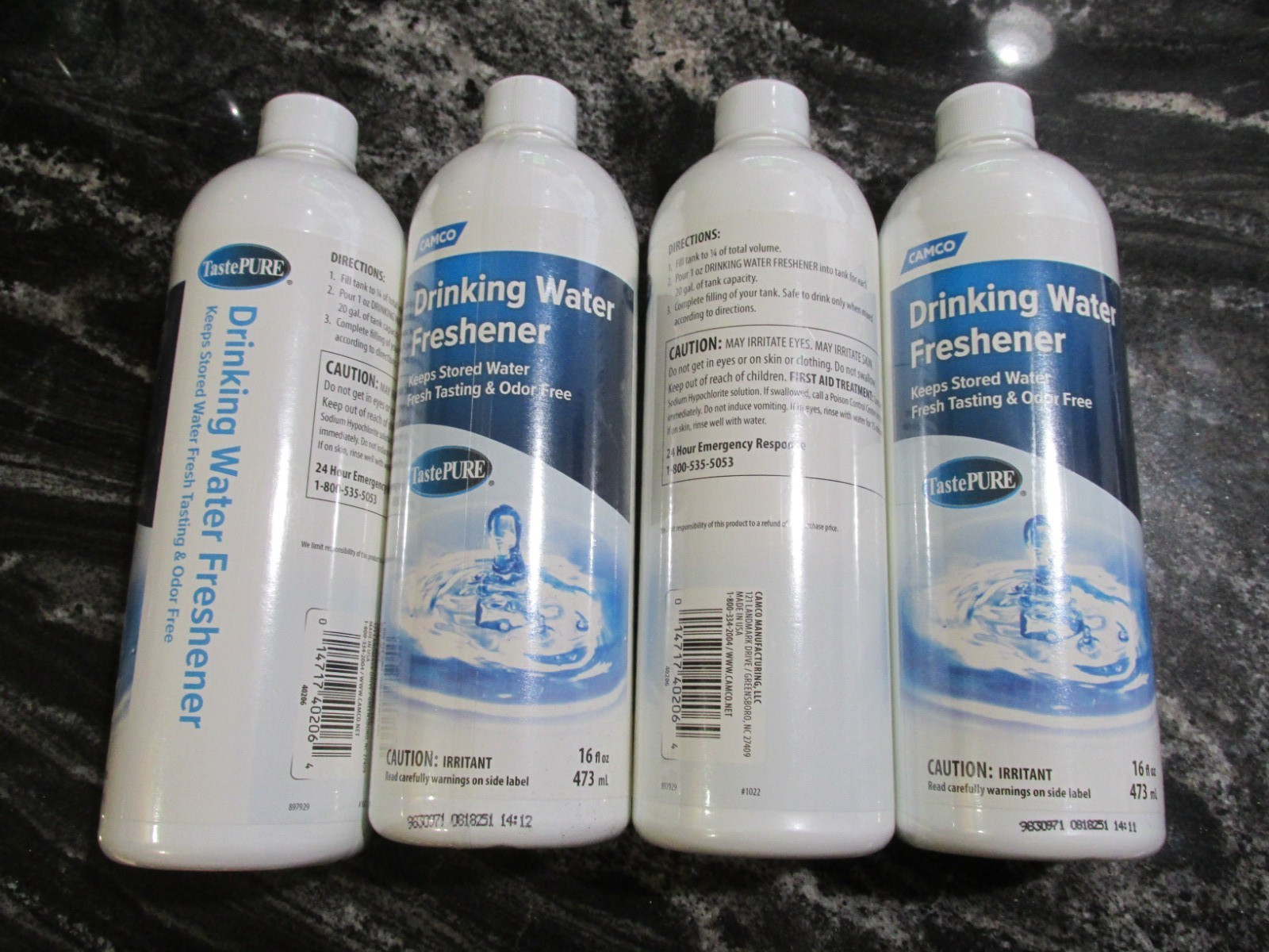 4x RV CAMPER Drinking Water Fresheners 16 oz Camco Keeps Stored Water Odor Free