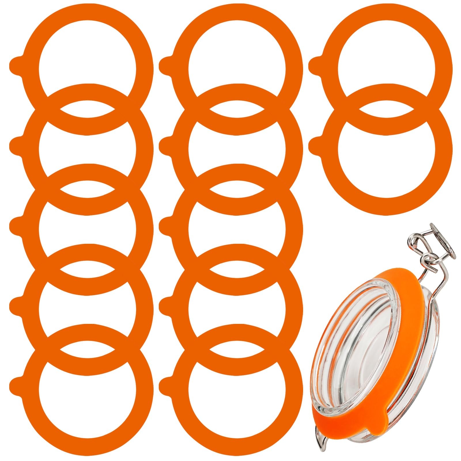 12 Pcs 3.7 Inches Silicone Jar Gaskets Rubber Seals Rings for Glass Orange